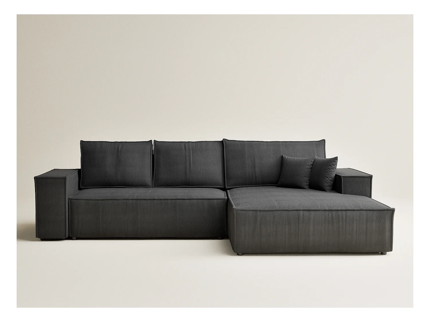 Canapé d'angle convertible Maze im tissu tresse - 5 places - anthracite