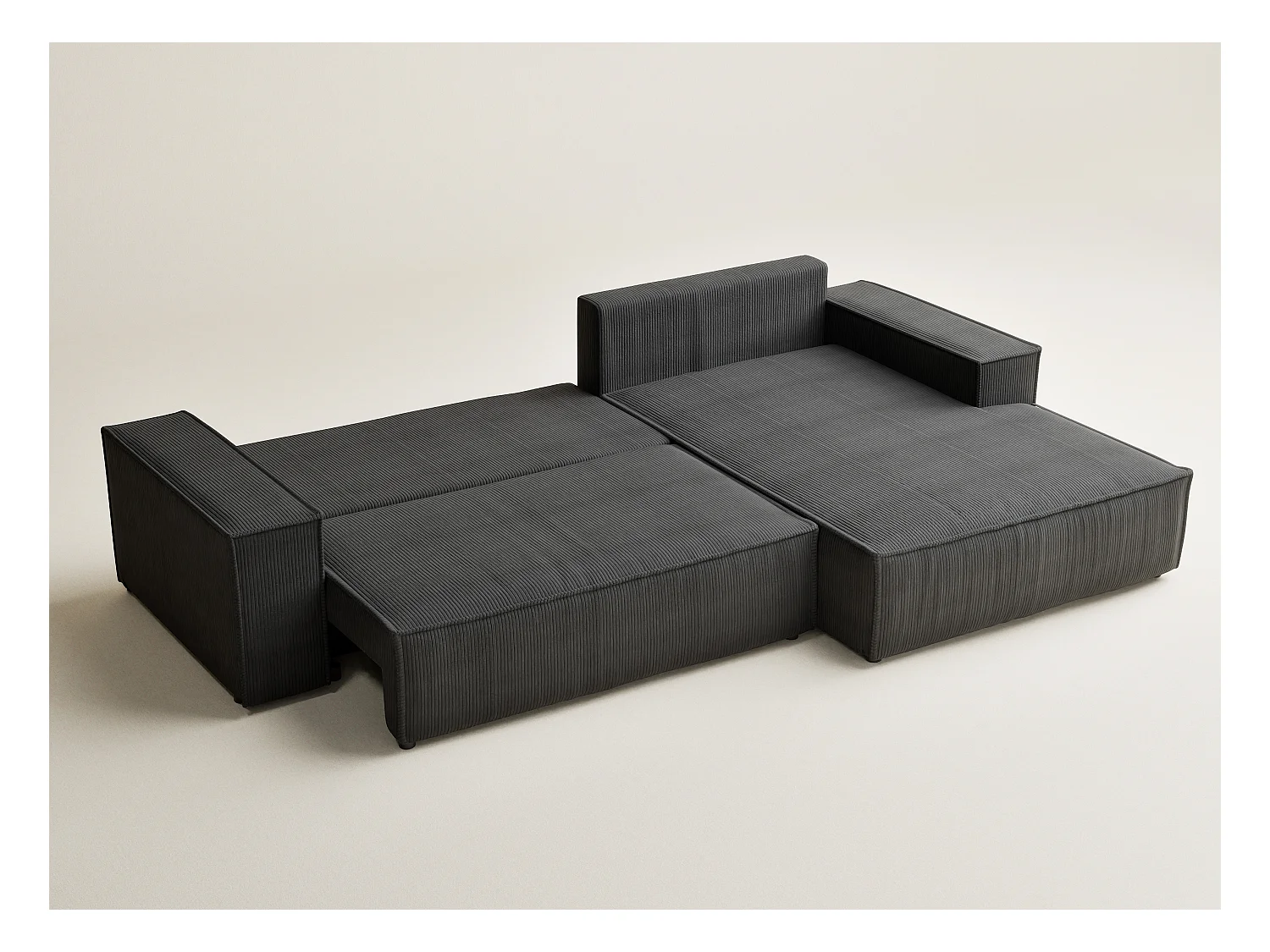 Canapé d'angle convertible Maze im tissu tresse - 5 places - anthracite