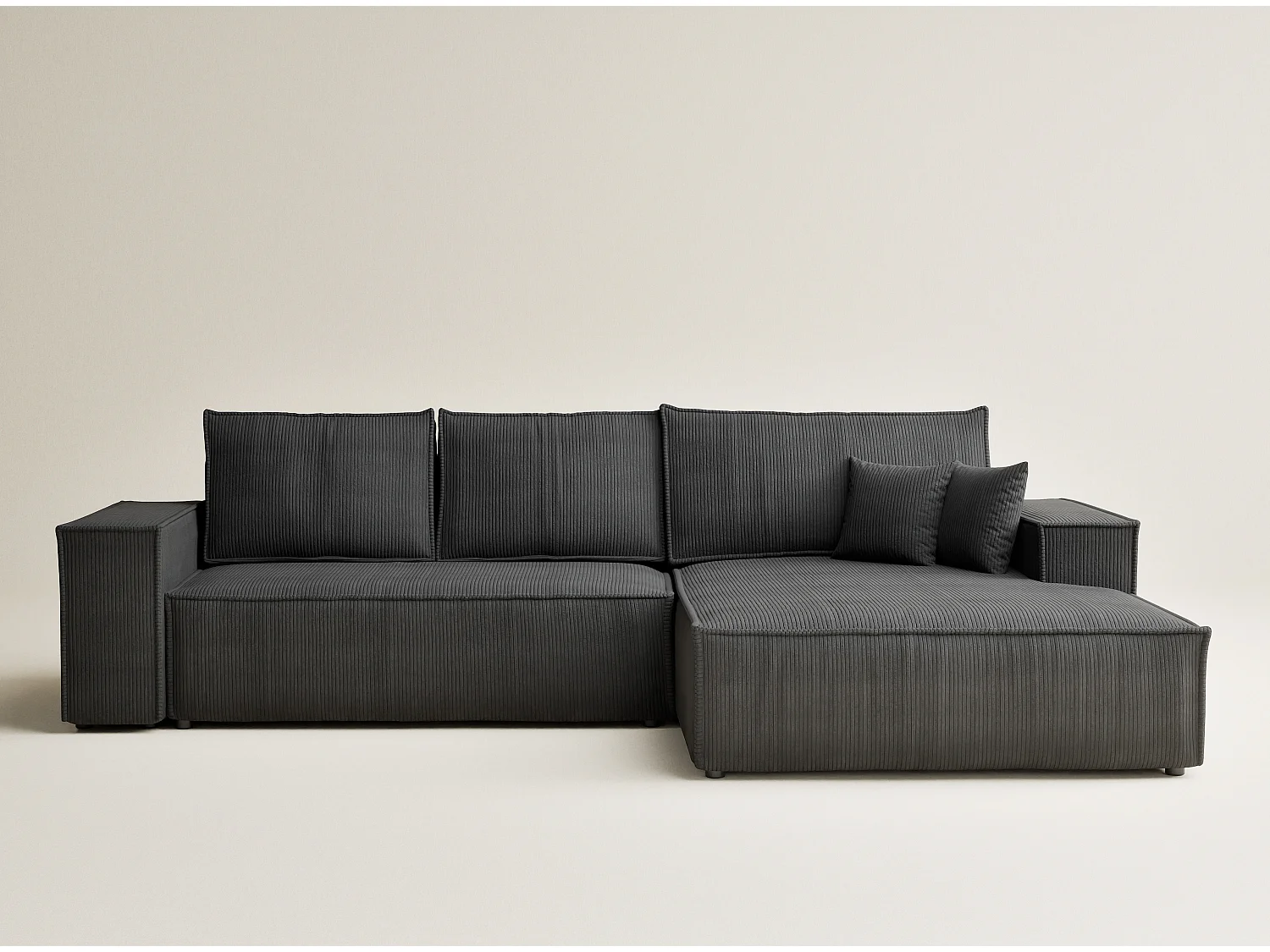 Canapé d'angle convertible Maze im tissu tresse - 5 places - anthracite