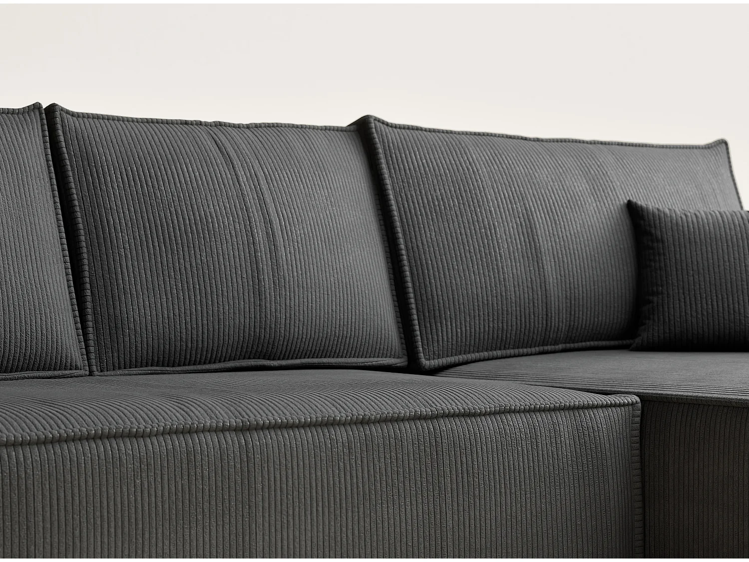 Canapé d'angle convertible Maze im tissu tresse - 5 places - anthracite