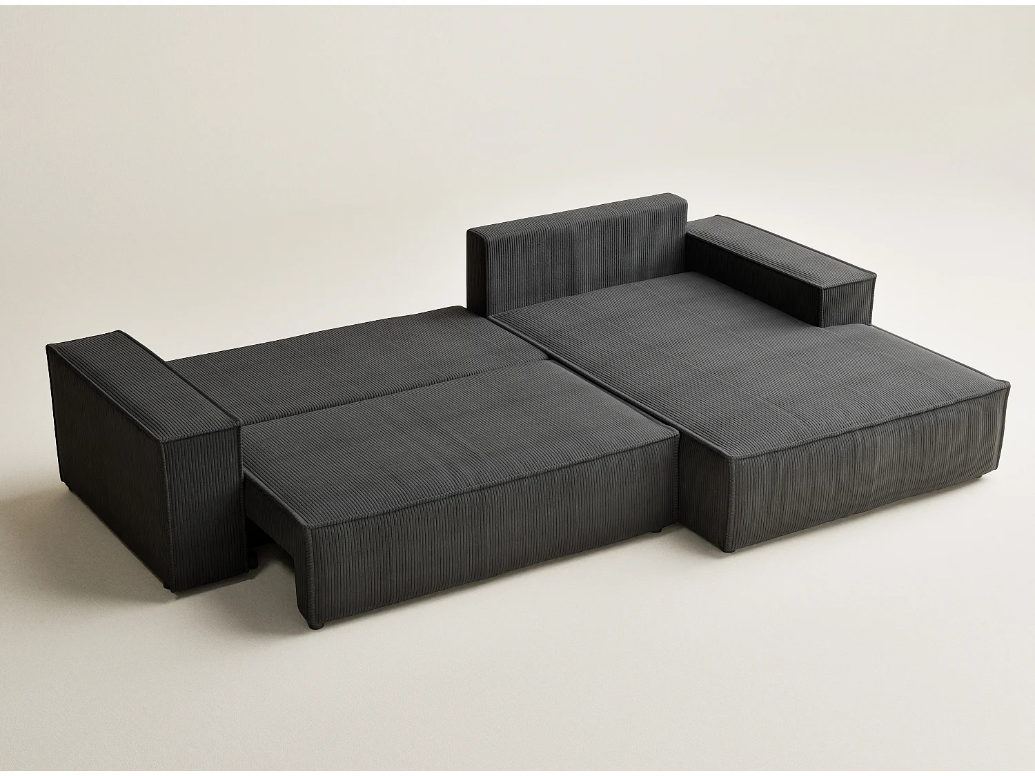 Canapé d'angle convertible Maze im tissu tresse - 5 places - anthracite