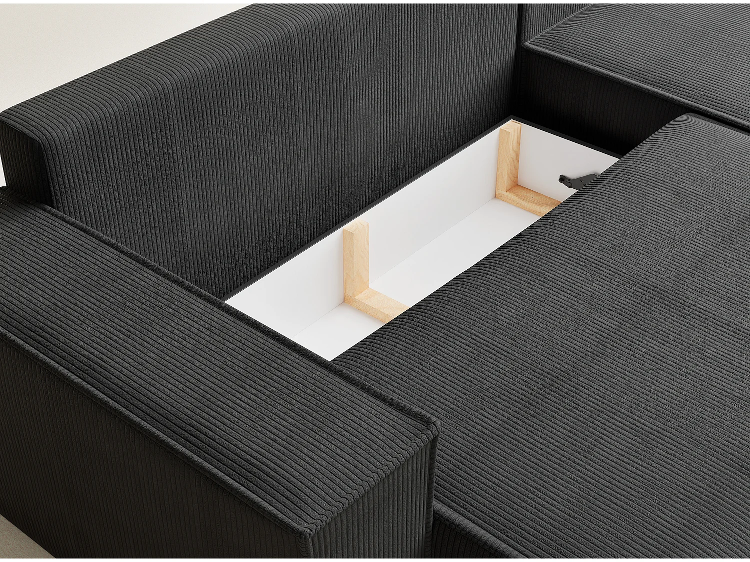 Canapé d'angle convertible Maze im tissu tresse - 5 places - anthracite
