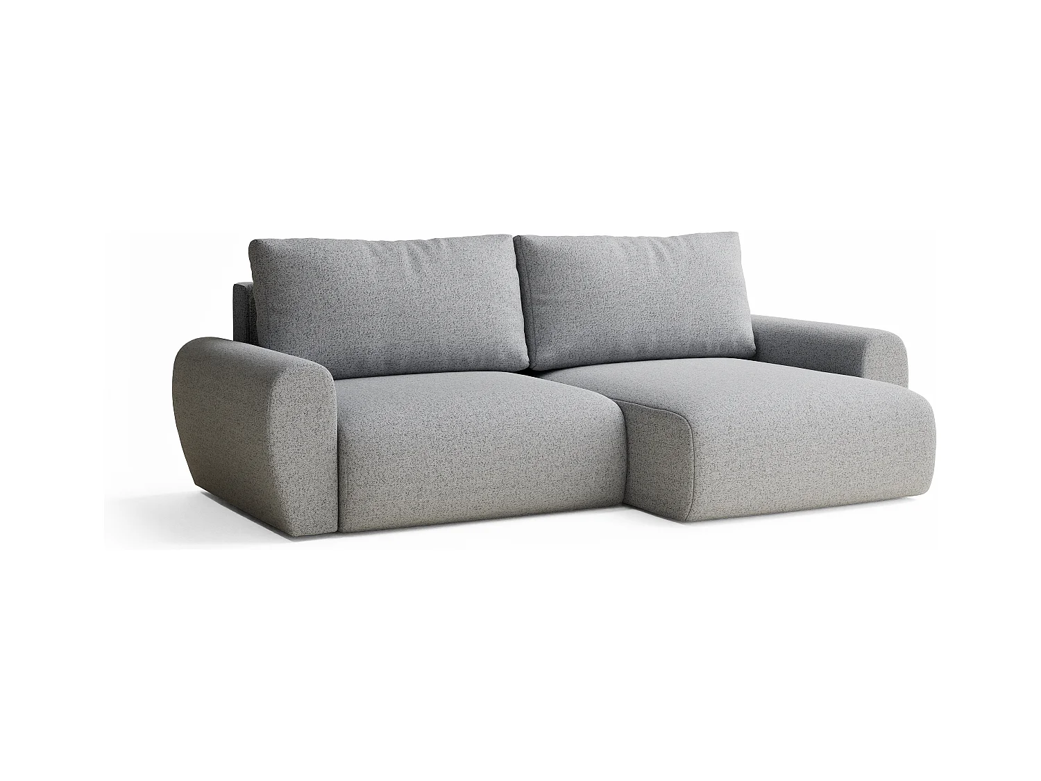 Ecksofa mit Schlaffunktion Numba aus Webstoff - Drei-Personen - hellgrau