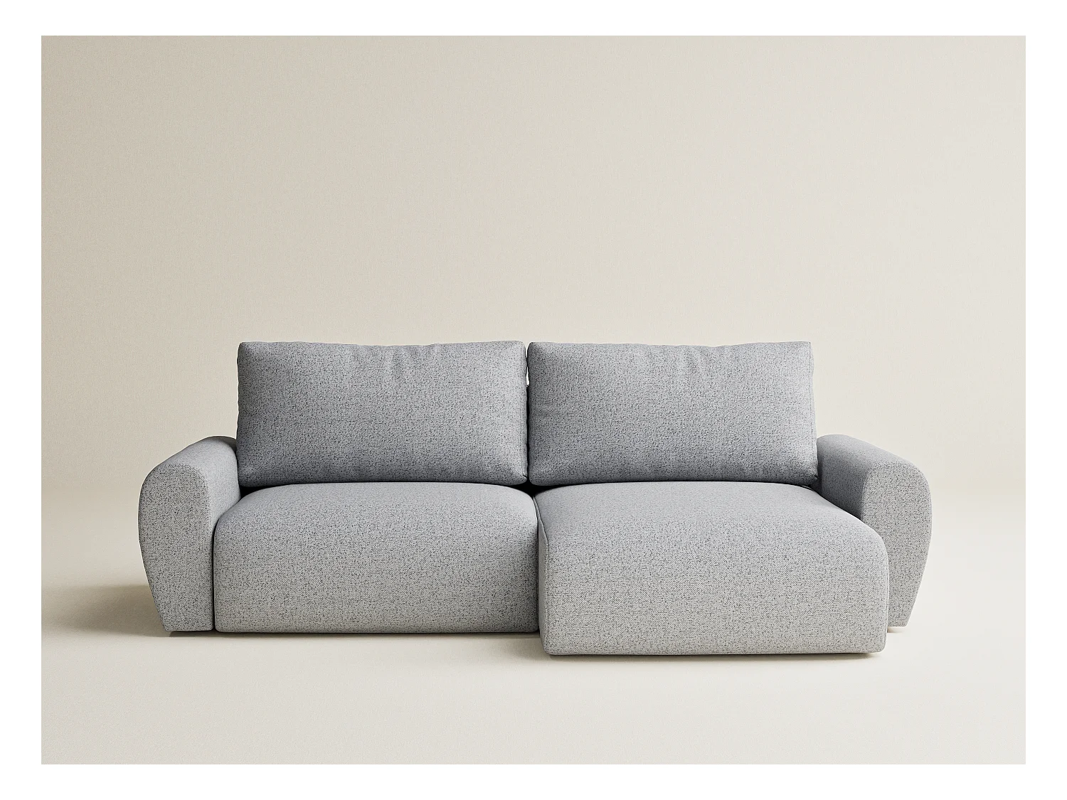 Ecksofa mit Schlaffunktion Numba aus Webstoff - Drei-Personen - hellgrau