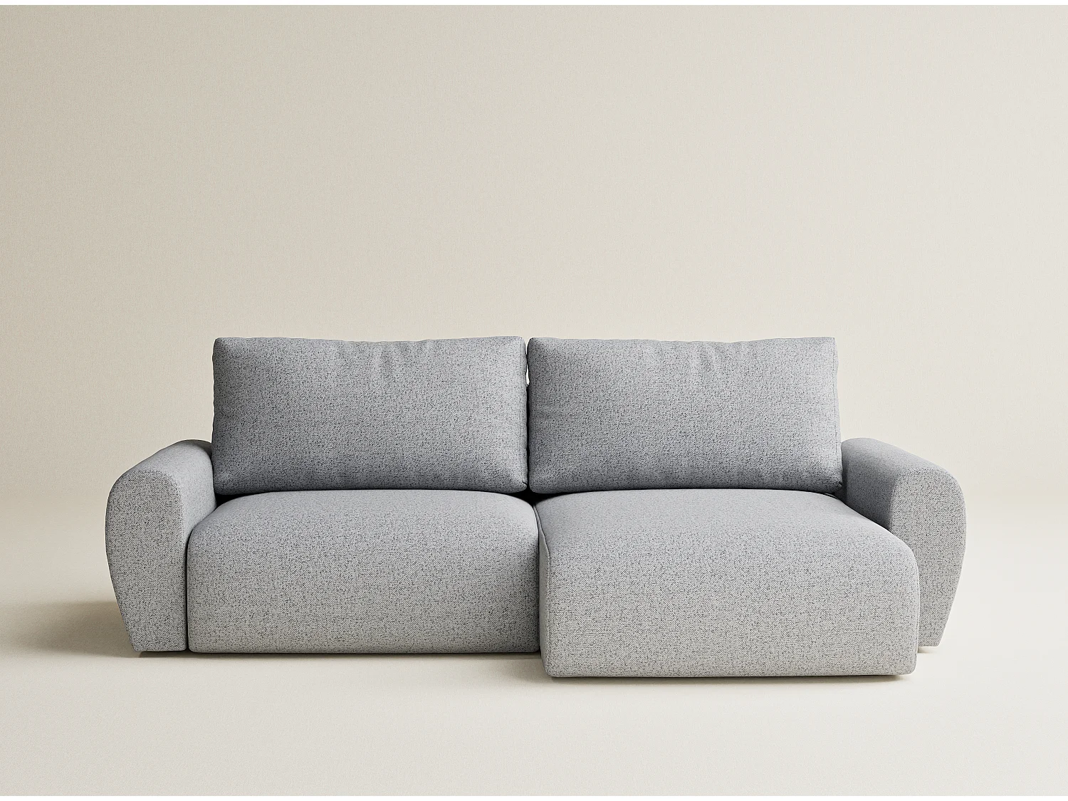Ecksofa mit Schlaffunktion Numba aus Webstoff - Drei-Personen - hellgrau