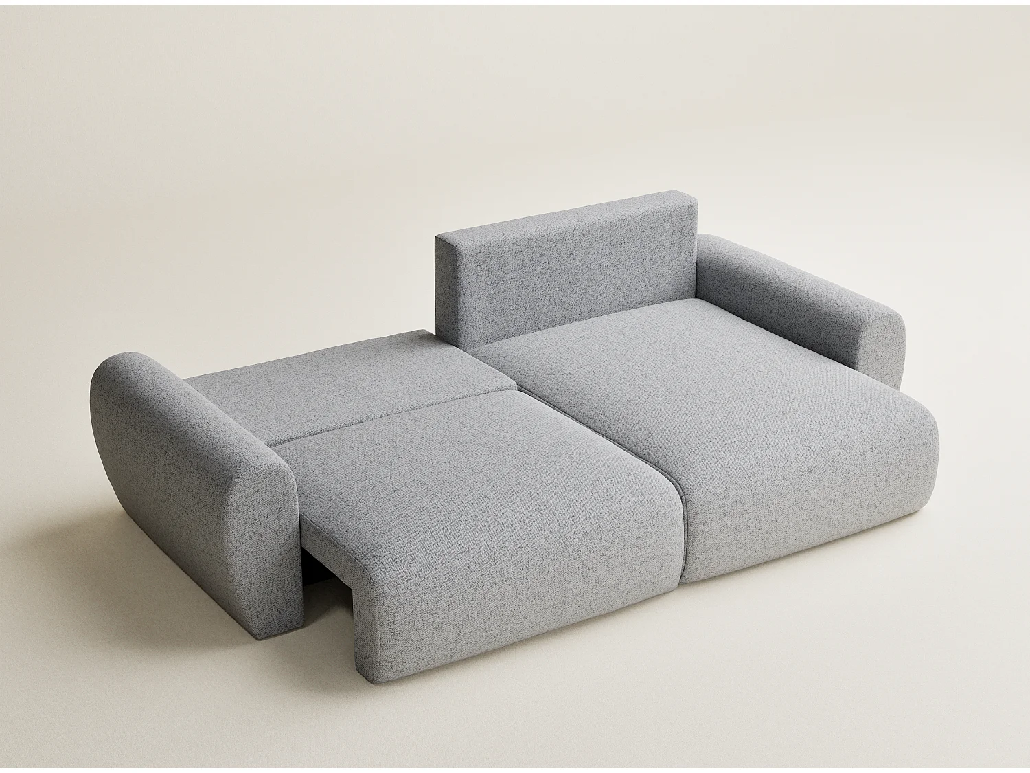 Ecksofa mit Schlaffunktion Numba aus Webstoff - Drei-Personen - hellgrau