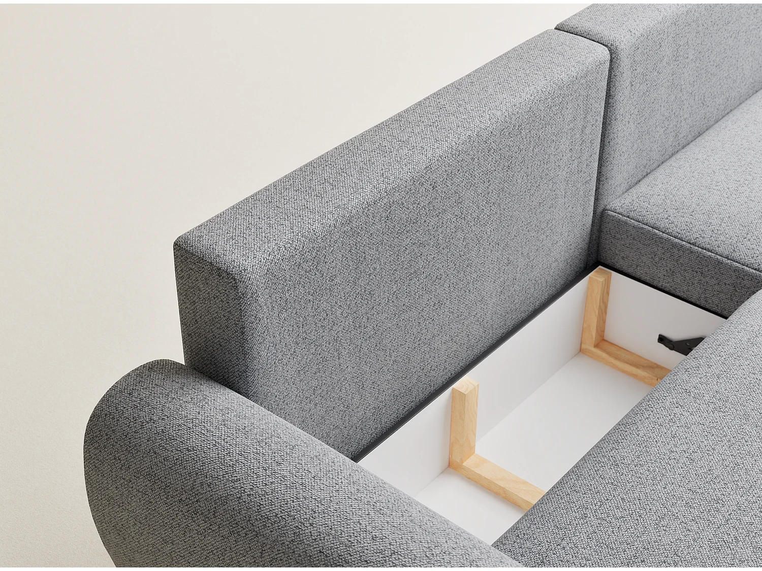 Ecksofa mit Schlaffunktion Numba aus Webstoff - Drei-Personen - hellgrau