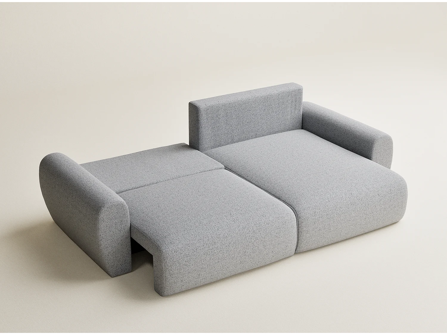 Hoekbank met slaapfunctie Numba in geweven stof - Driepersoons - lichtgrijs