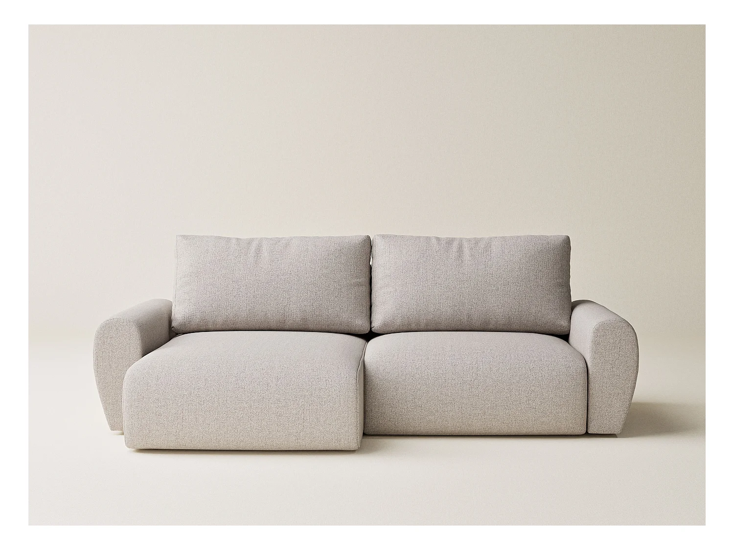Ecksofa mit Schlaffunktion Numba aus Webstoff - Drei-Personen - hellbeige