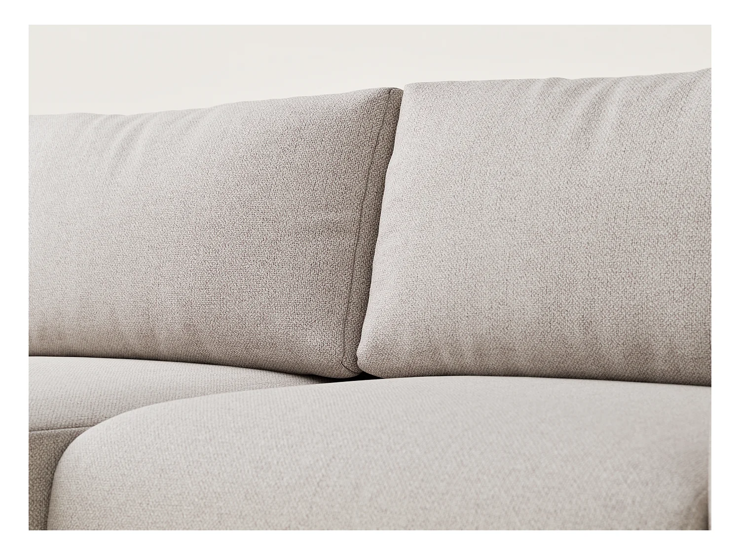 Ecksofa mit Schlaffunktion Numba aus Webstoff - Drei-Personen - hellbeige