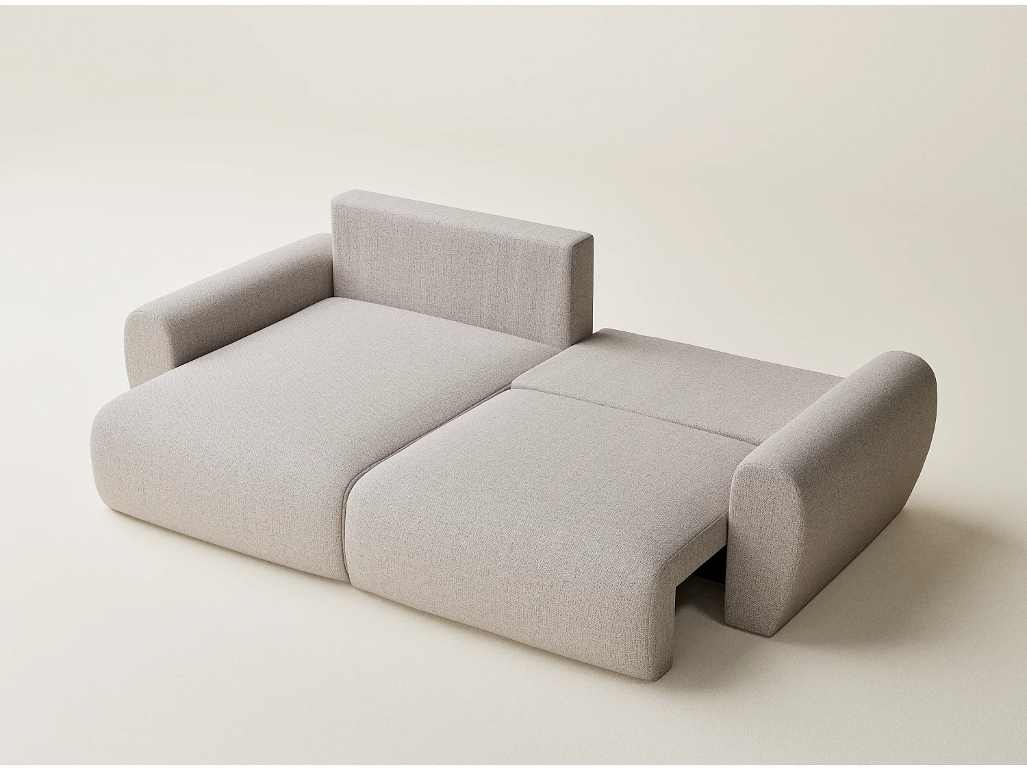 Ecksofa mit Schlaffunktion Numba aus Webstoff - Drei-Personen - hellbeige