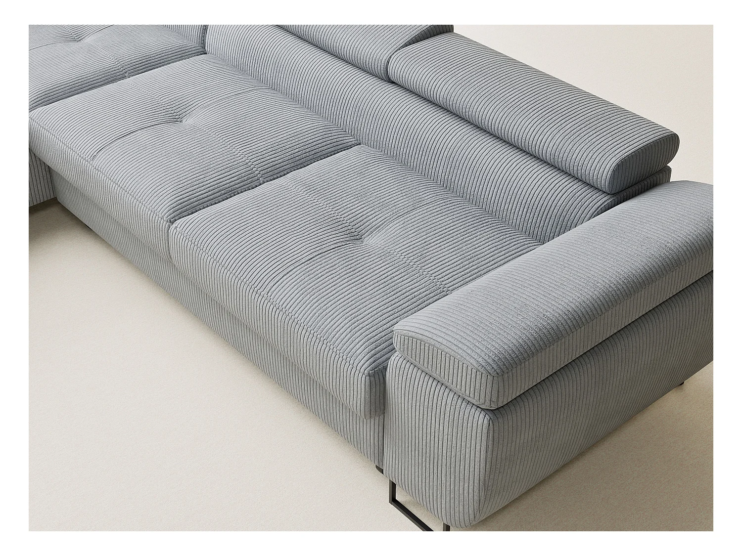 Canapé d'angle convertible Concord im tissu de velours - 5 places - gris clair