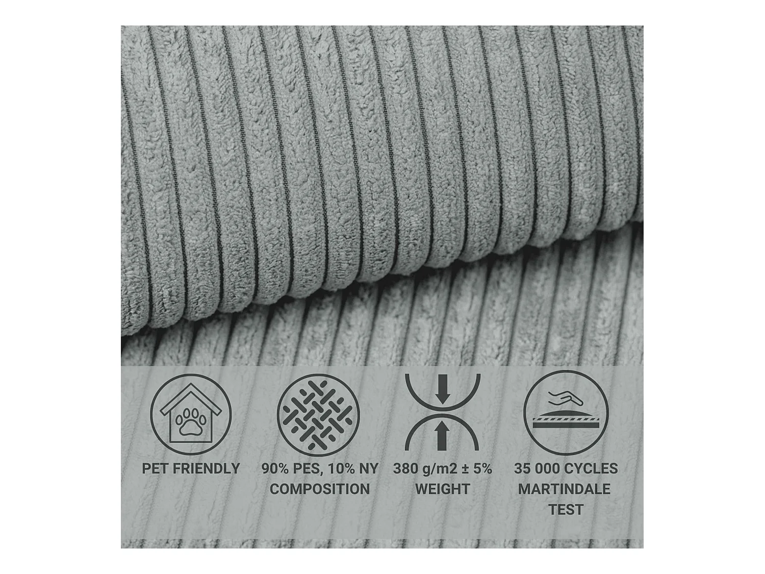 Canapé d'angle convertible Concord im tissu de velours - 5 places - gris clair