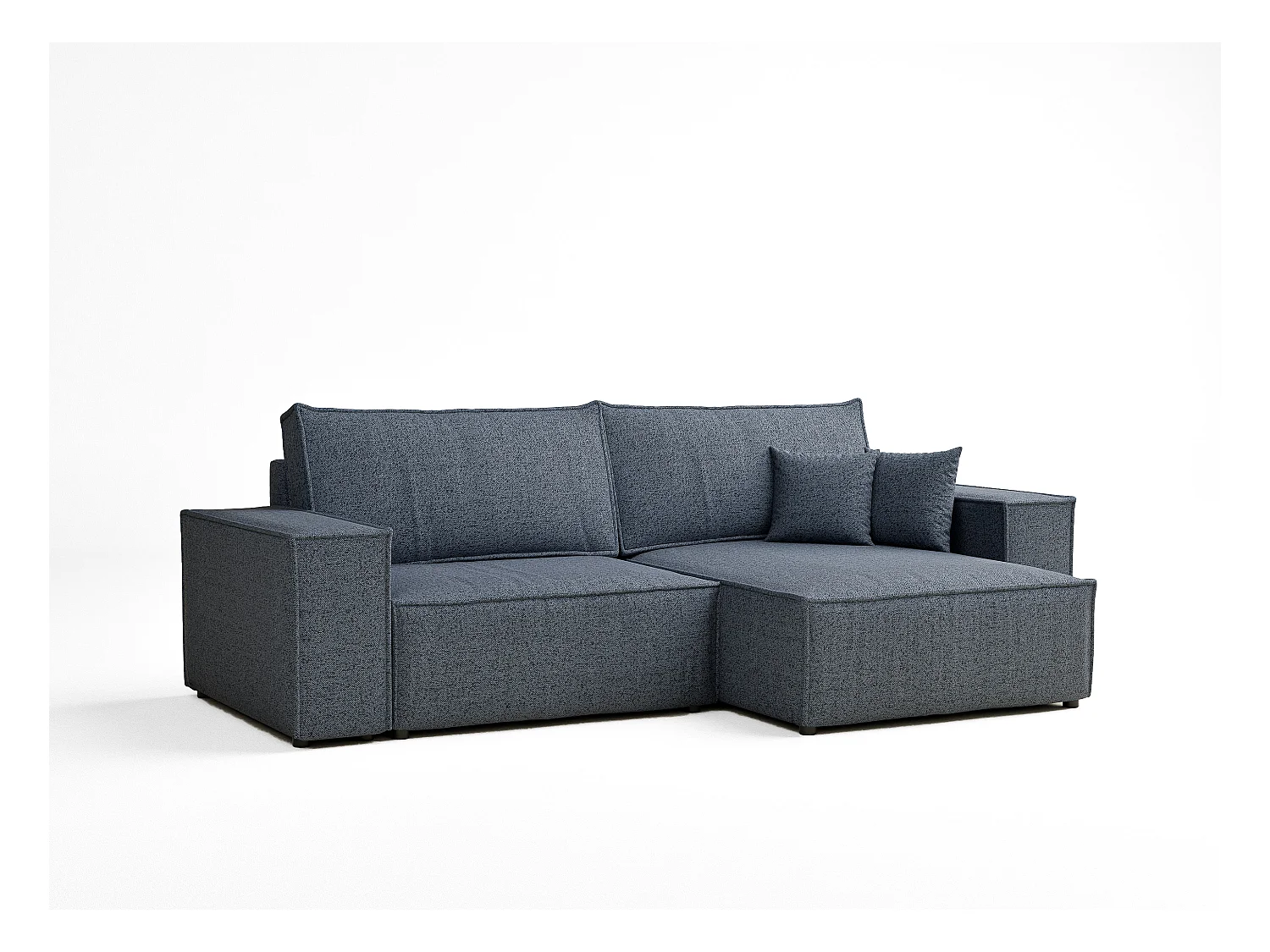 Canapé d'angle convertible Zaya im tissu tresse - 3 places - bleu gris