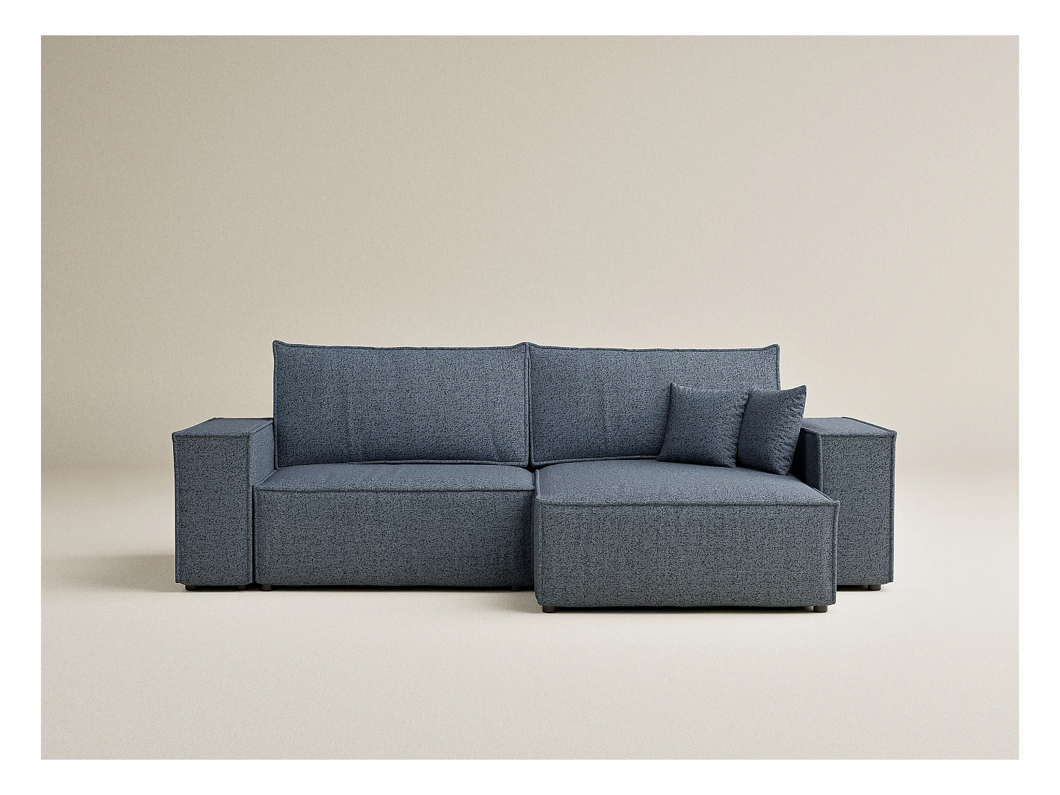 Canapé d'angle convertible Zaya im tissu tresse - 3 places - bleu gris