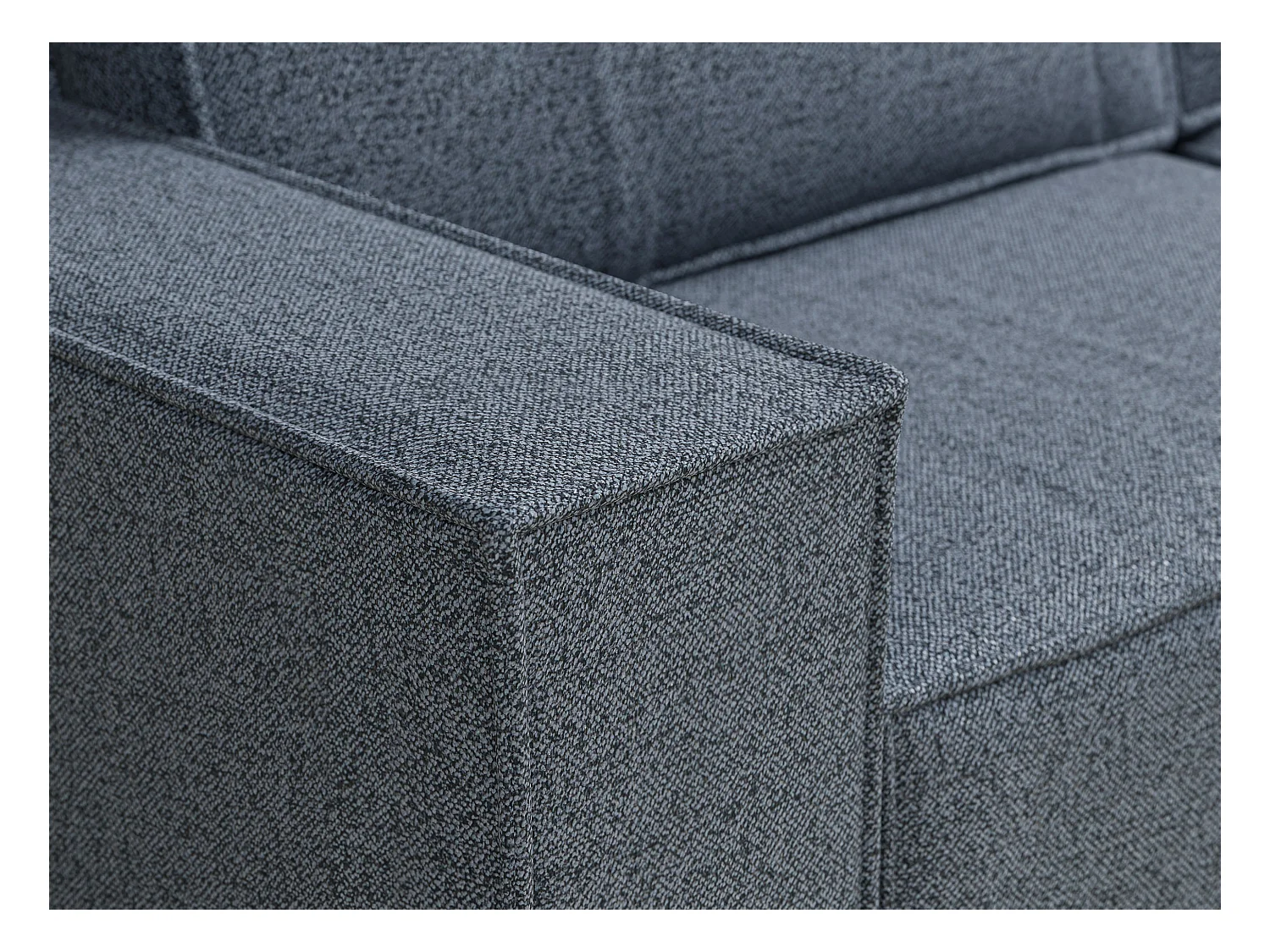 Canapé d'angle convertible Zaya im tissu tresse - 3 places - bleu gris