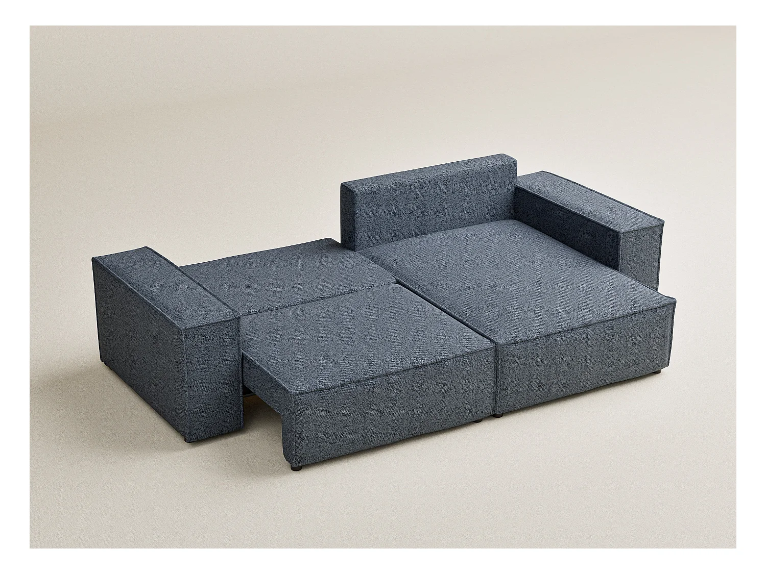 Canapé d'angle convertible Zaya im tissu tresse - 3 places - bleu gris