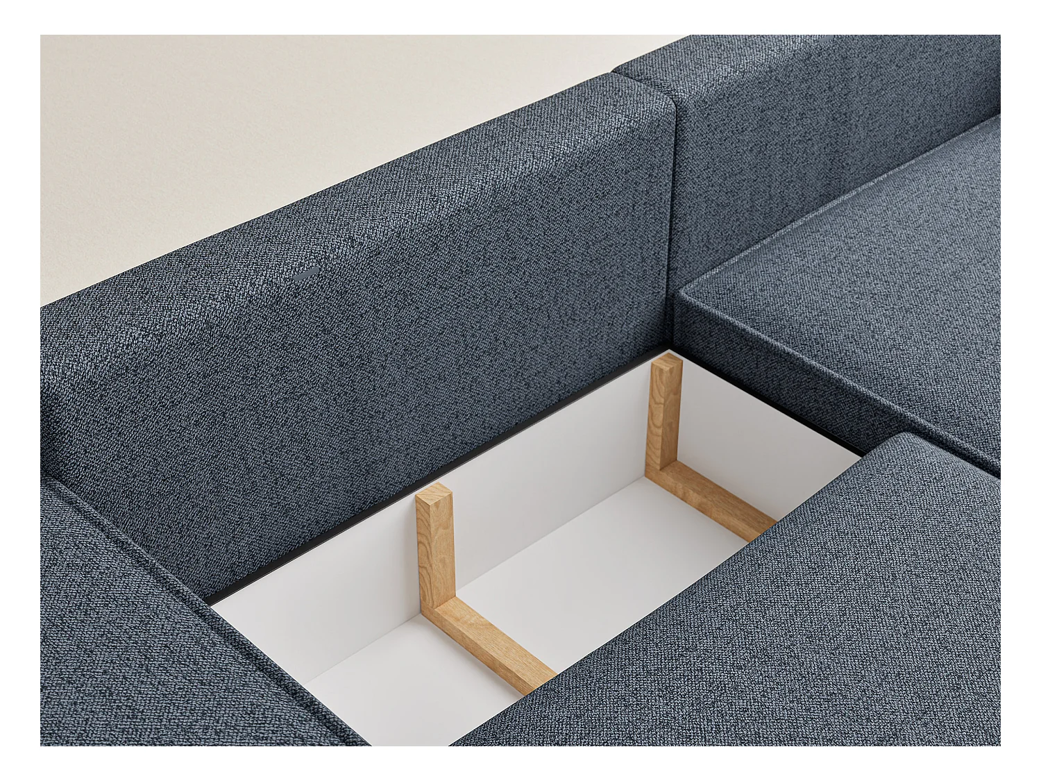 Canapé d'angle convertible Zaya im tissu tresse - 3 places - bleu gris