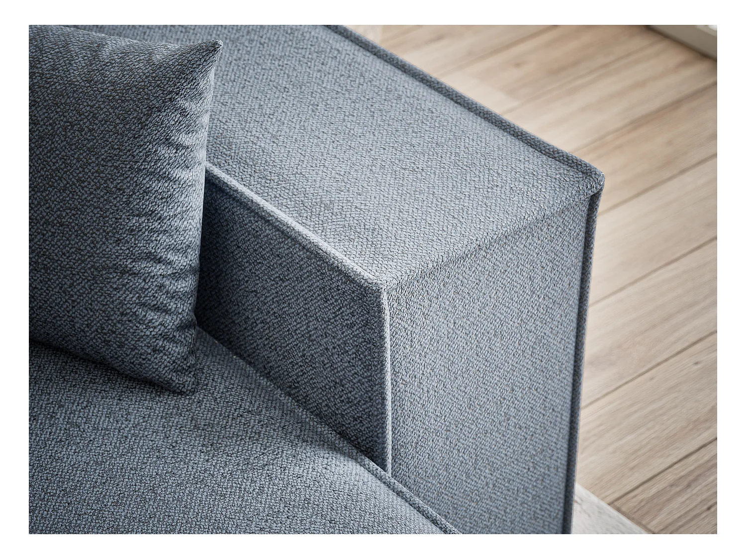 Canapé d'angle convertible Zaya im tissu tresse - 3 places - bleu gris