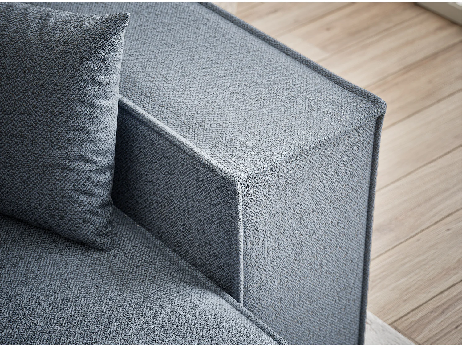 Ecksofa mit Schlaffunktion Zaya aus Webstoff - Drei-Personen - brau grau