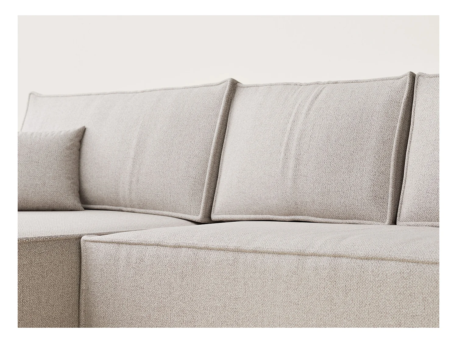 Canapé d'angle convertible Maze im tissu tresse - 5 places - beige clair