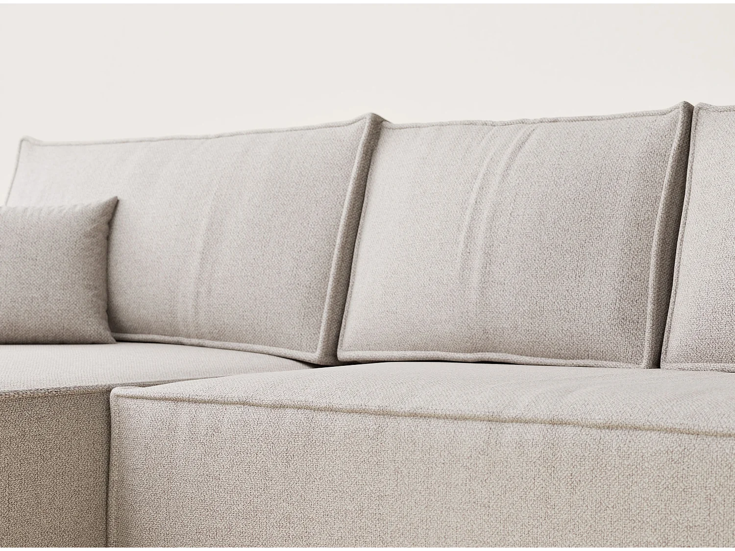 Canapé d'angle convertible Maze im tissu tresse - 5 places - beige clair