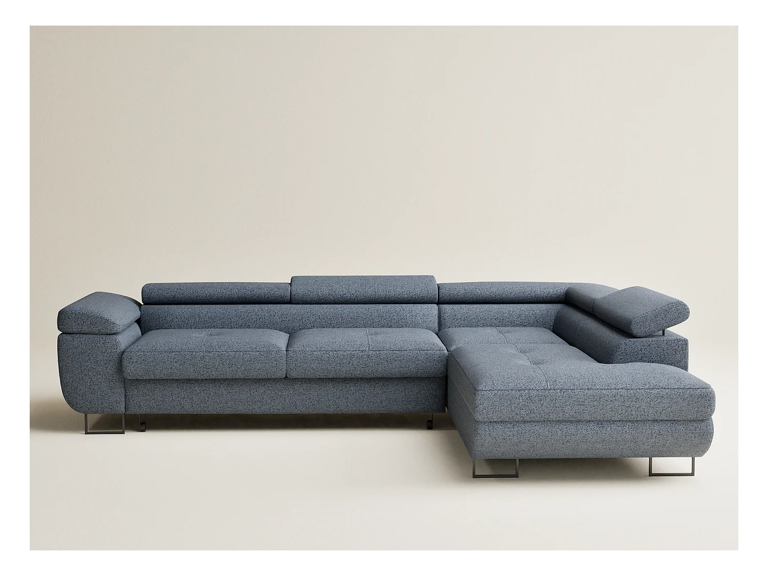 Canapé d'angle convertible Concord im tissu tresse - 5 places - bleu gris