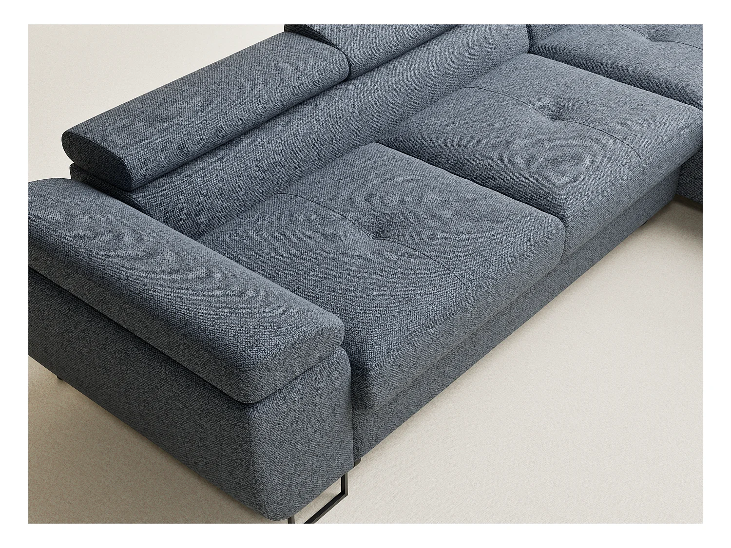 Canapé d'angle convertible Concord im tissu tresse - 5 places - bleu gris