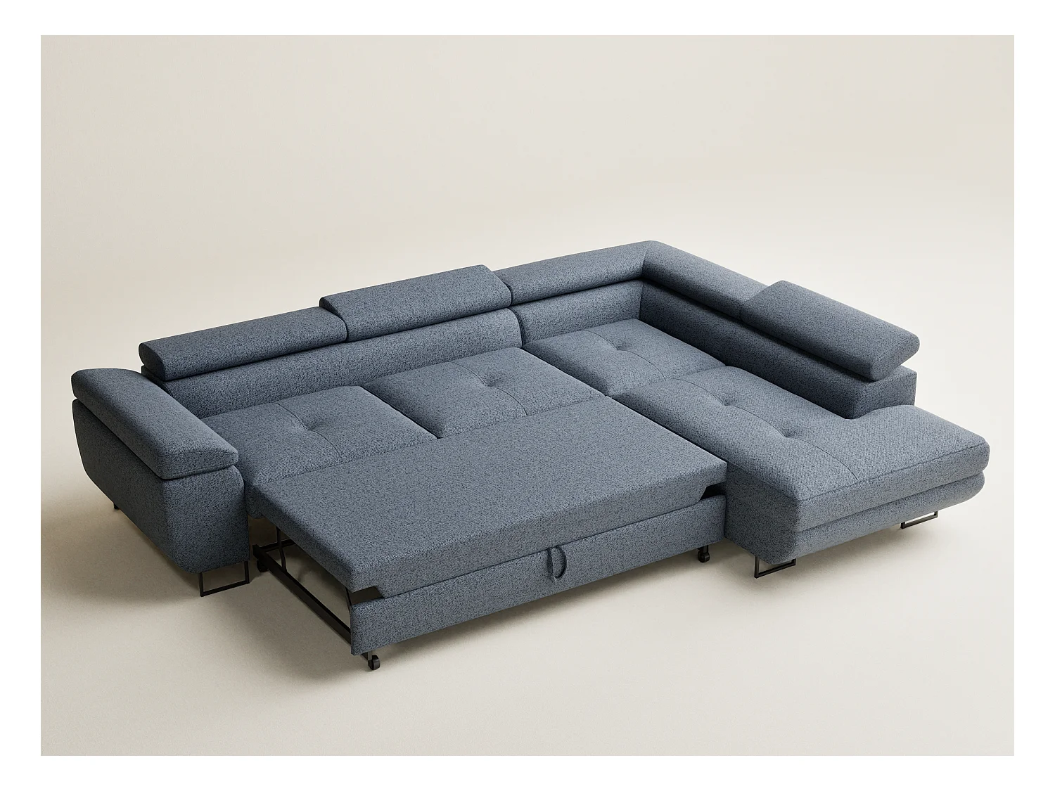 Canapé d'angle convertible Concord im tissu tresse - 5 places - bleu gris