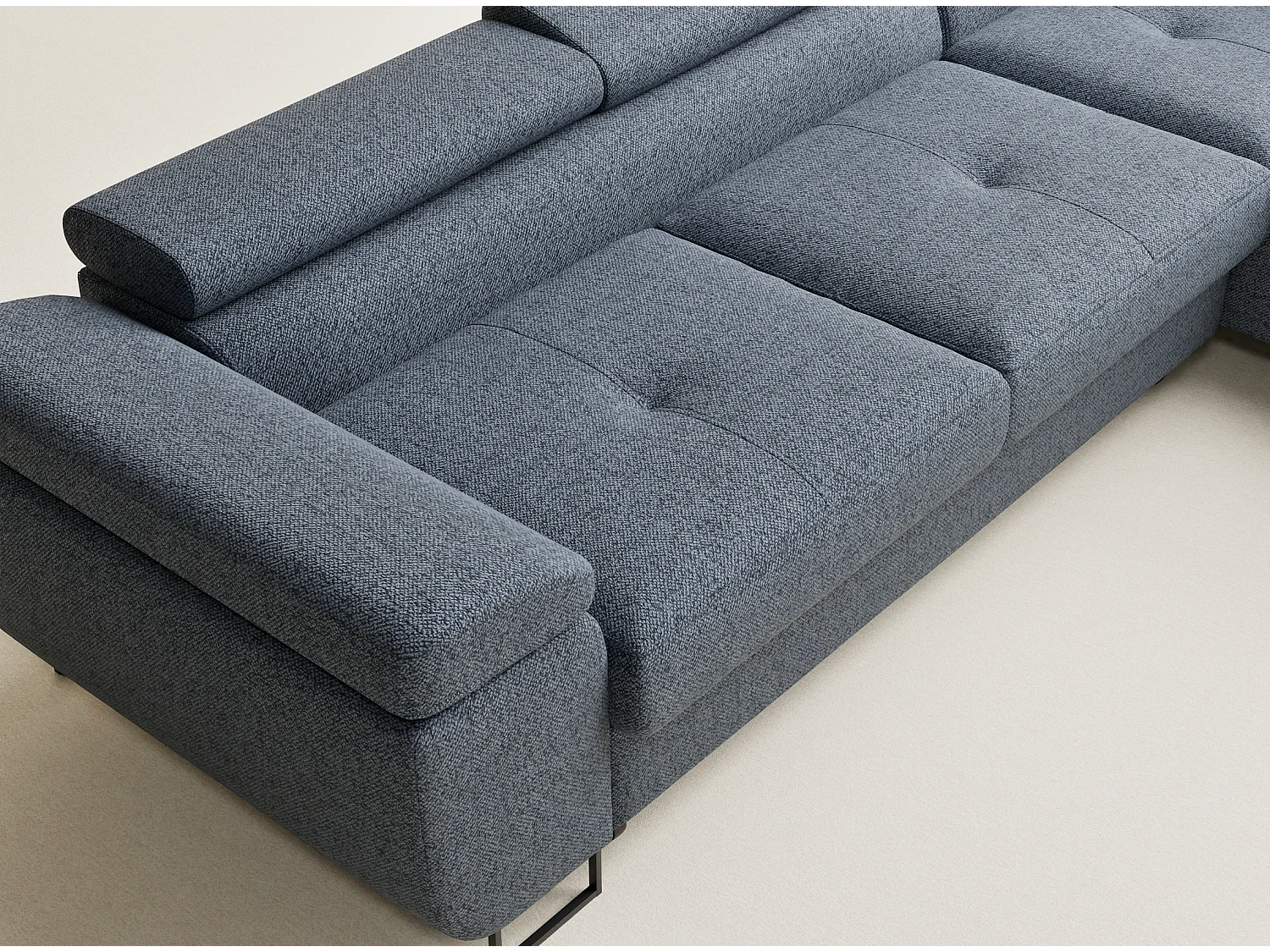 Canapé d'angle convertible Concord im tissu tresse - 5 places - bleu gris