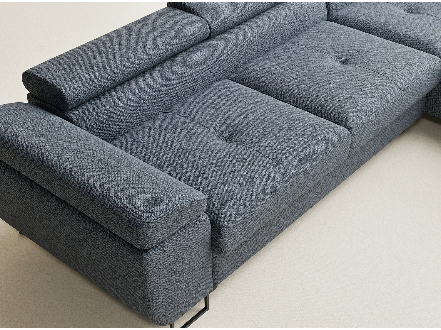 Hoekbank met slaapfunctie Concord in geweven stof - Vierpersoons - blauwgrijs