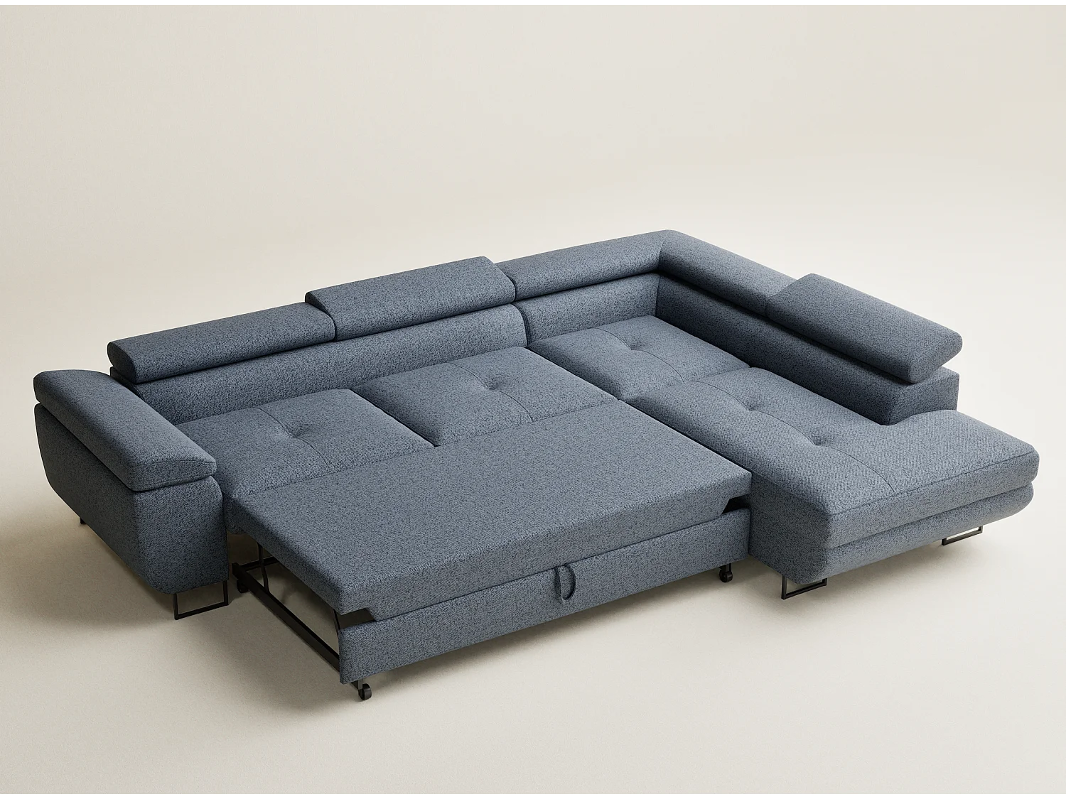 Hoekbank met slaapfunctie Concord in geweven stof - Vierpersoons - blauwgrijs