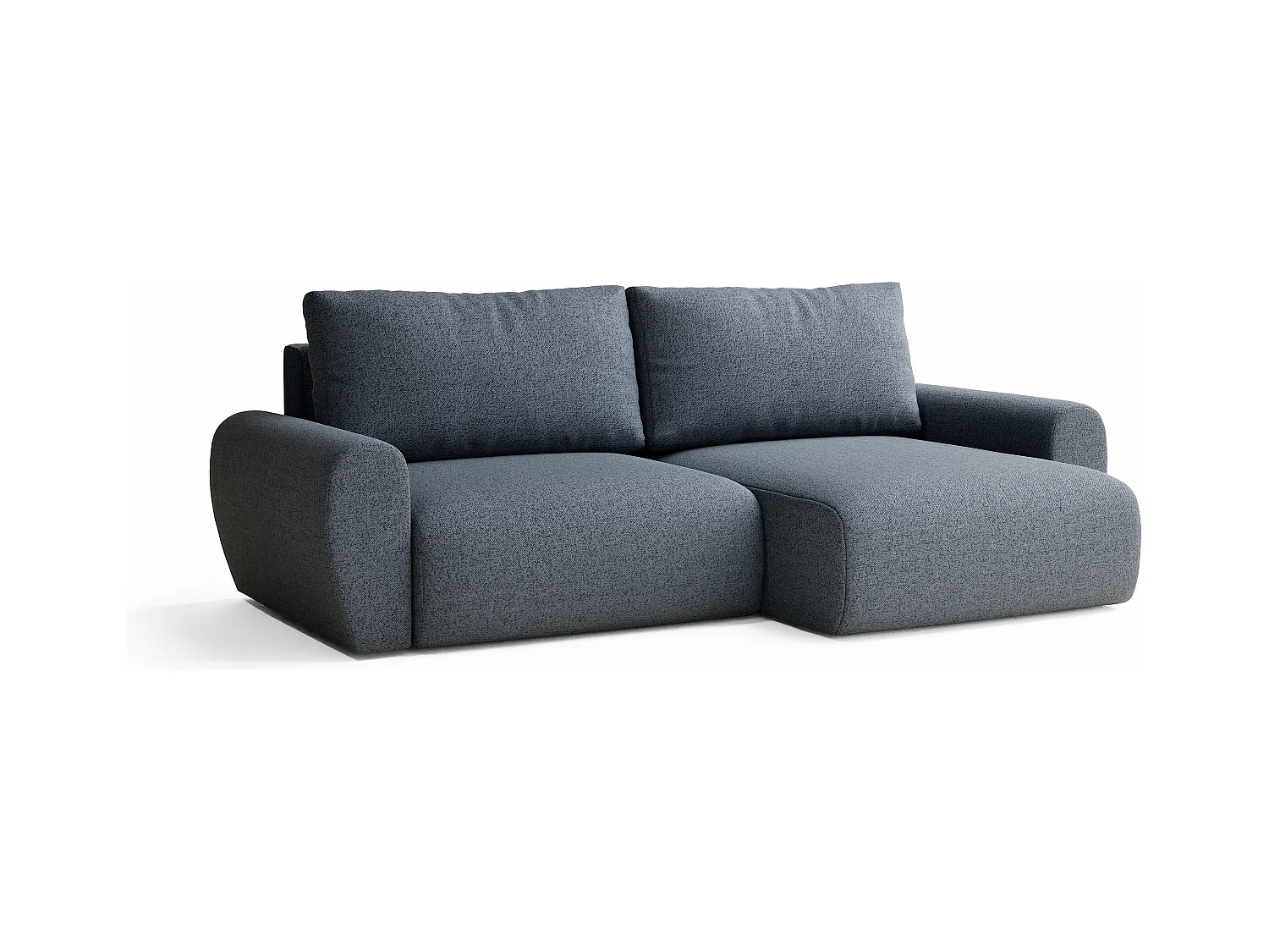 Canapé d'angle convertible Numba im tissu tresse - 3 places - bleu gris