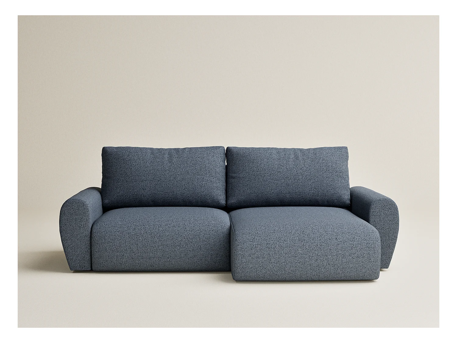 Canapé d'angle convertible Numba im tissu tresse - 3 places - bleu gris