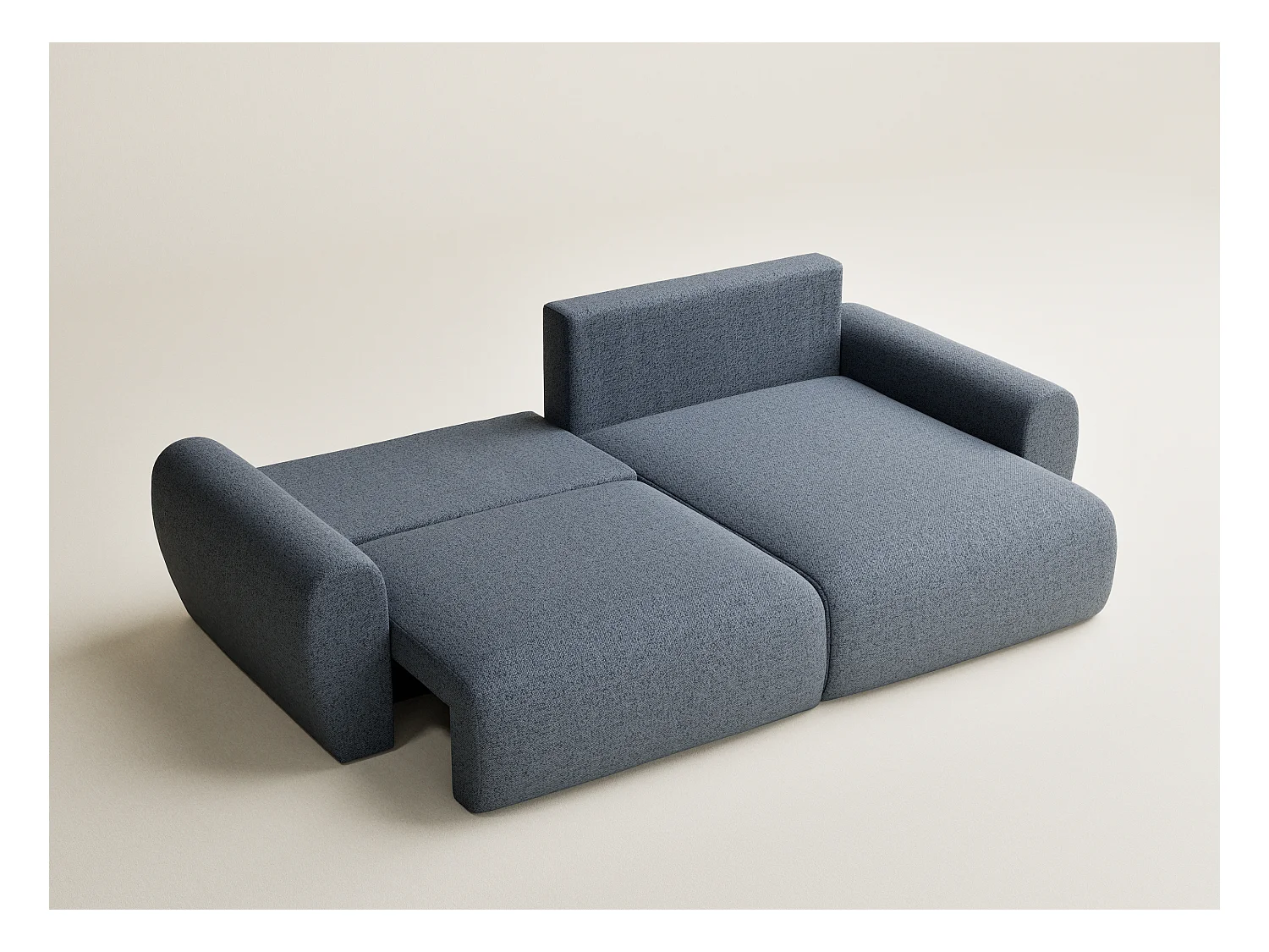 Canapé d'angle convertible Numba im tissu tresse - 3 places - bleu gris