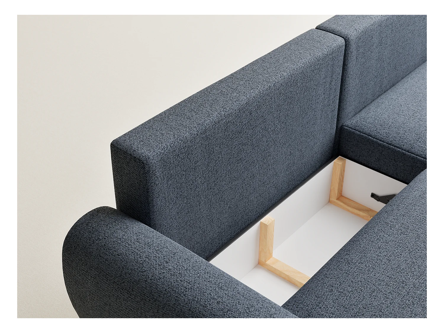 Canapé d'angle convertible Numba im tissu tresse - 3 places - bleu gris