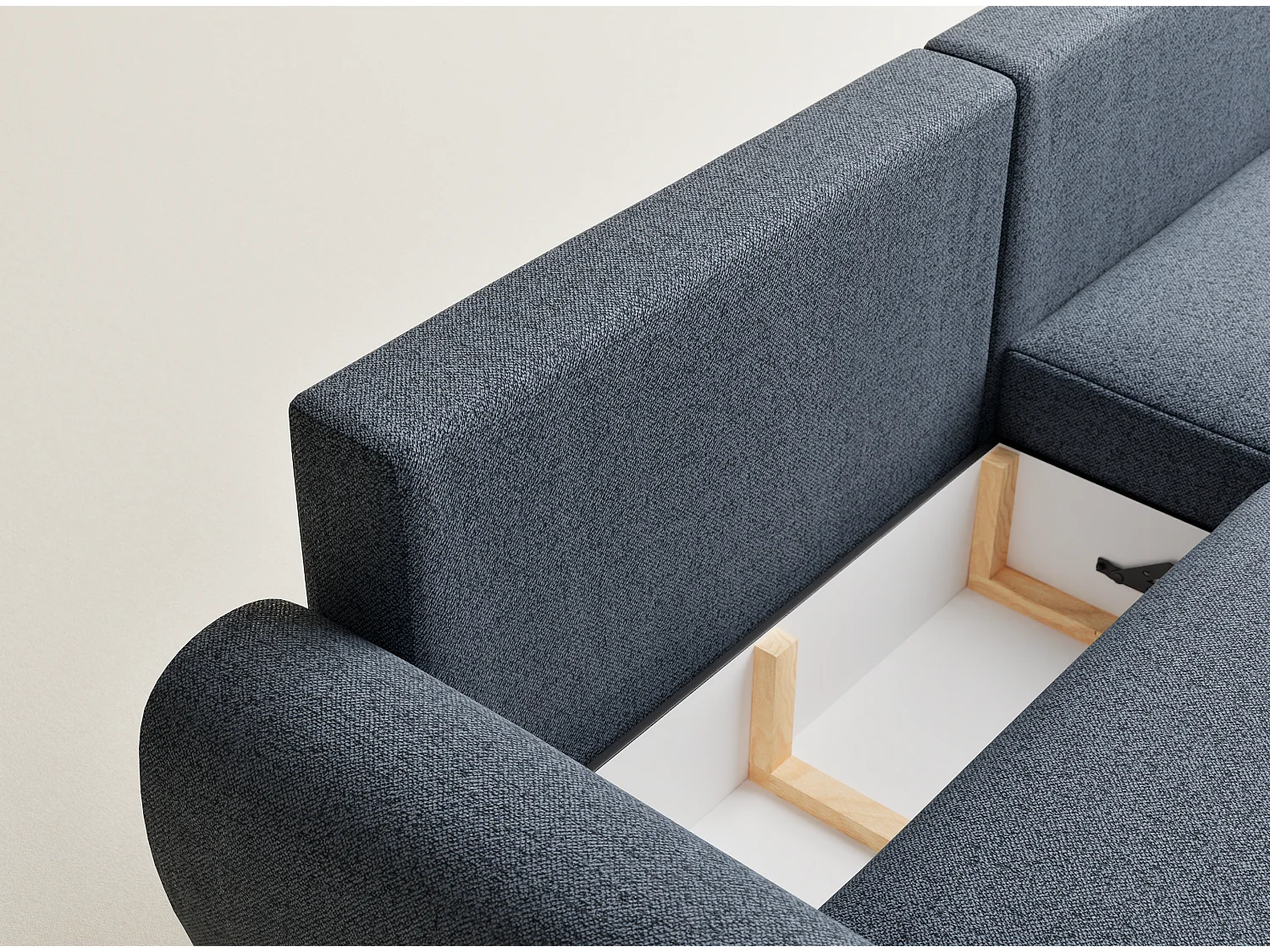 Ecksofa mit Schlaffunktion Numba aus Webstoff - Drei-Personen - brau grau