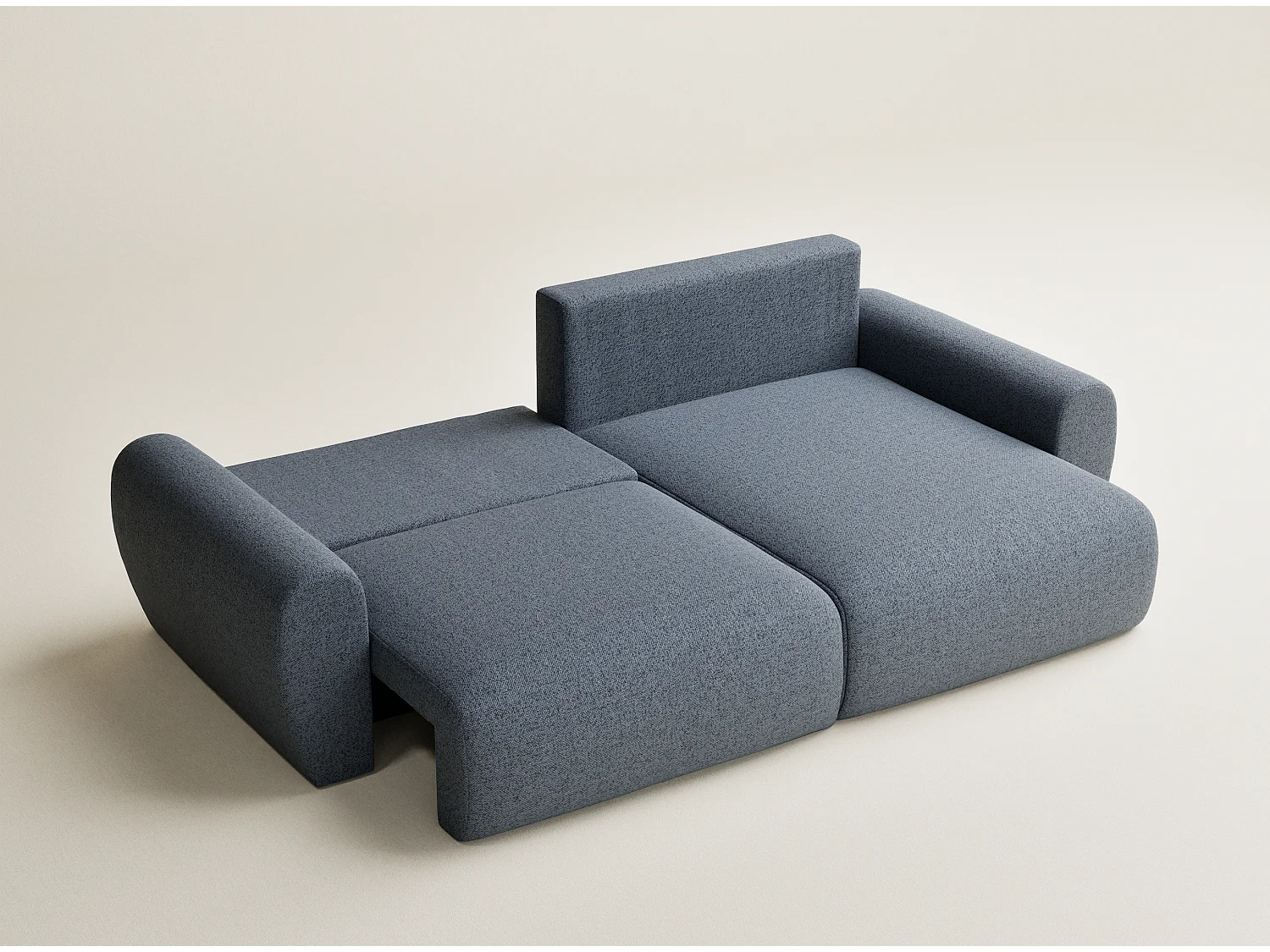 Hoekbank met slaapfunctie Numba in geweven stof - Driepersoons - blauwgrijs