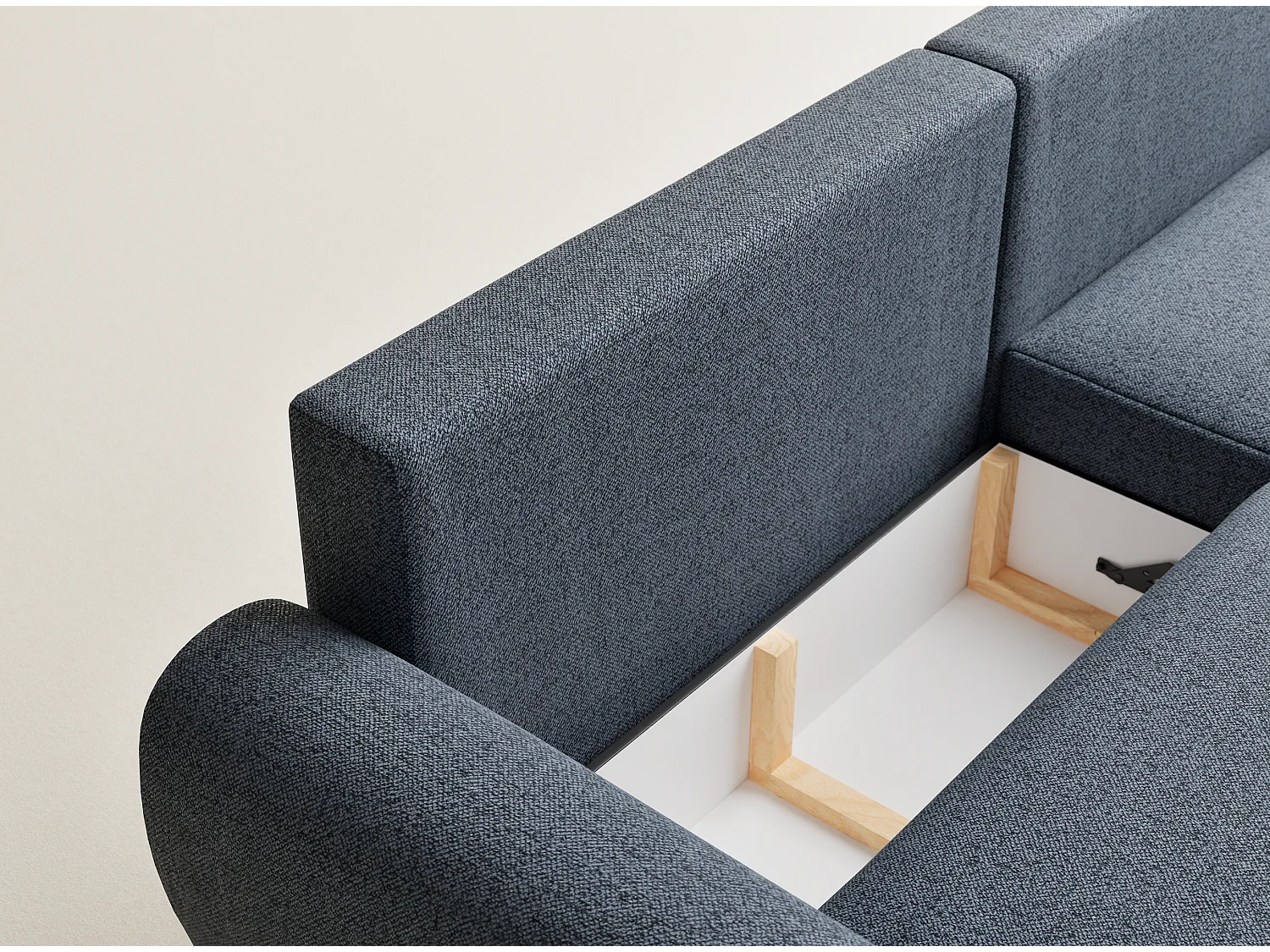 Hoekbank met slaapfunctie Numba in geweven stof - Driepersoons - blauwgrijs