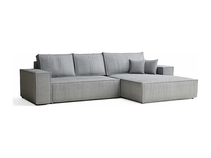 Ecksofa mit Schlaffunktion Maze aus Samtstoff - Fünf-Personen - hellgrau