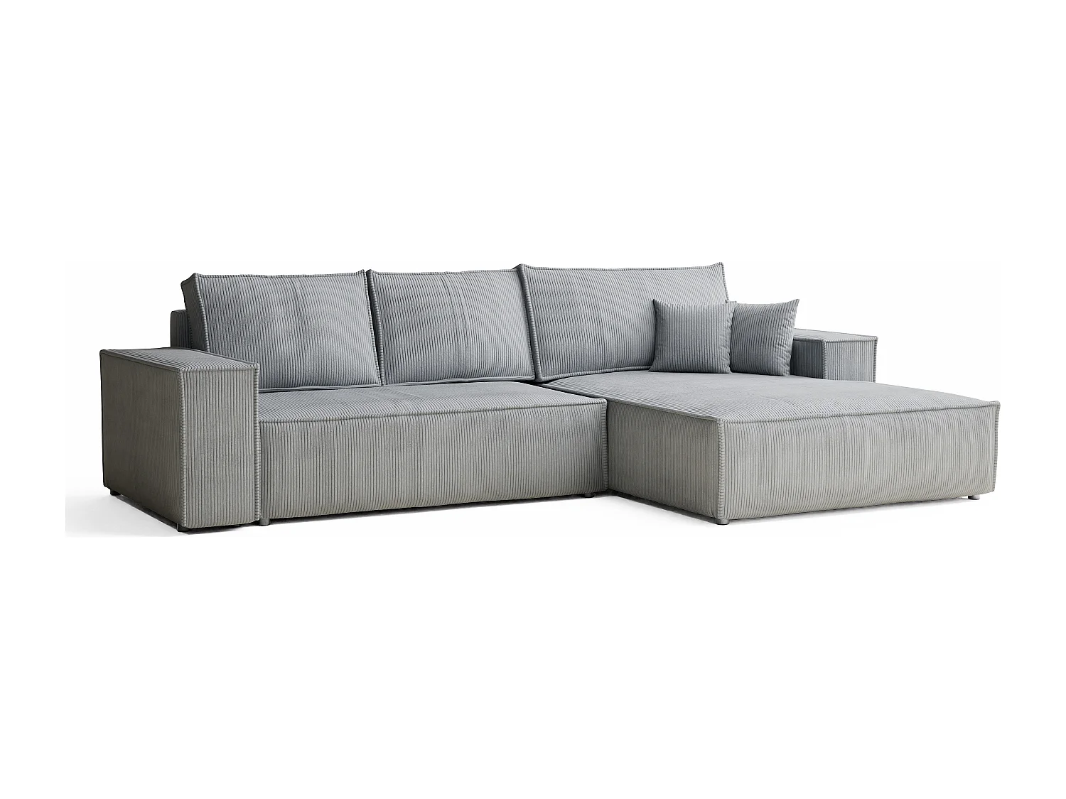 Canapé d'angle convertible Maze im tissu tresse - 5 places - gris clair