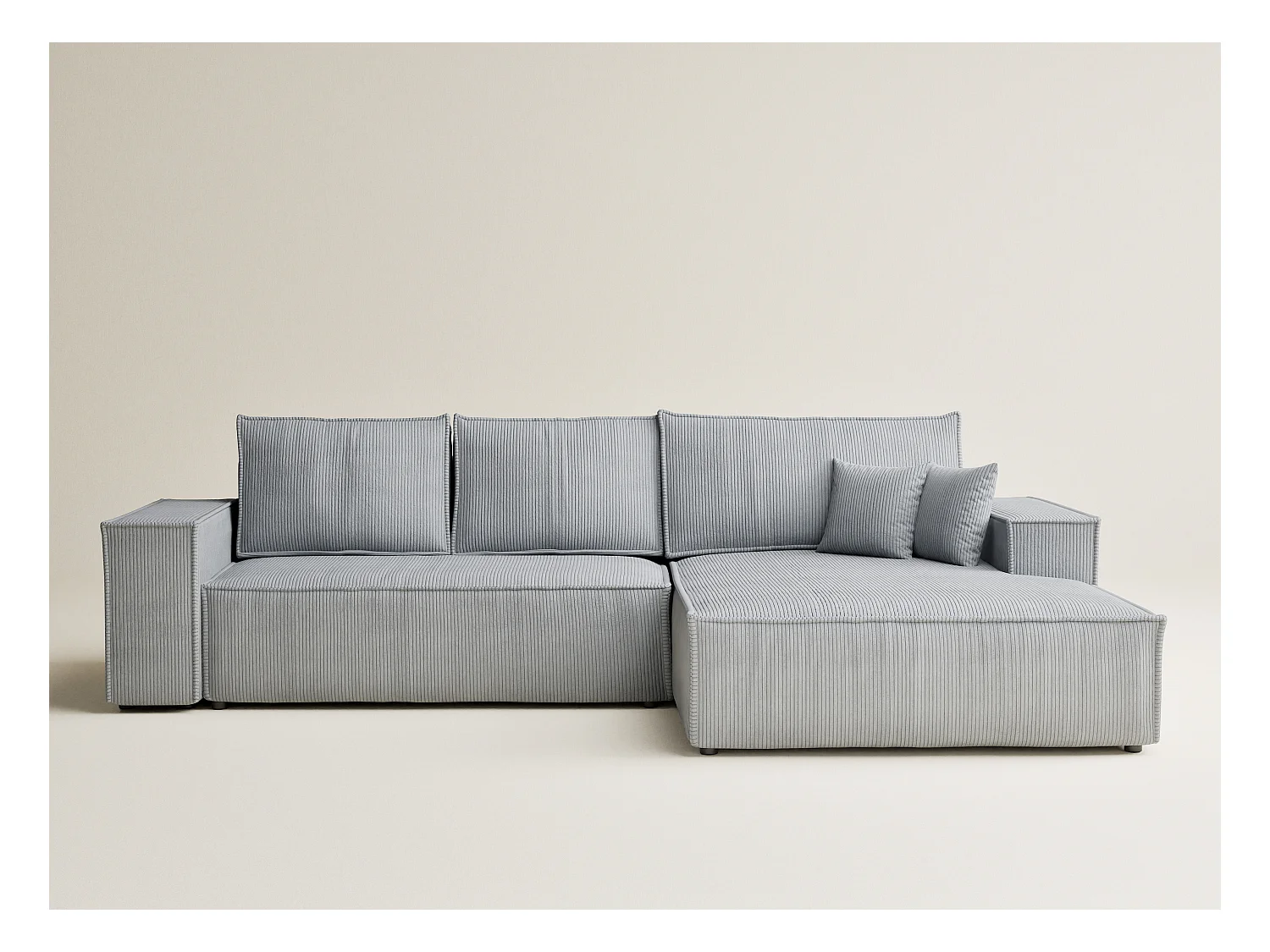 Canapé d'angle convertible Maze im tissu tresse - 5 places - gris clair