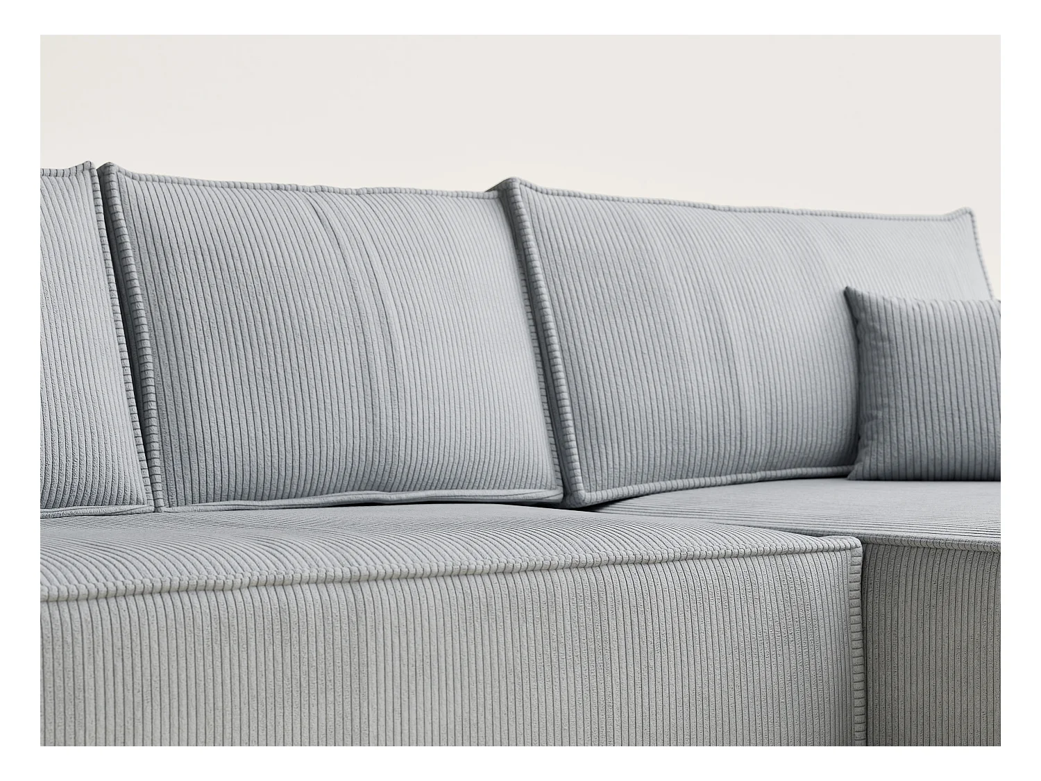 Canapé d'angle convertible Maze im tissu tresse - 5 places - gris clair