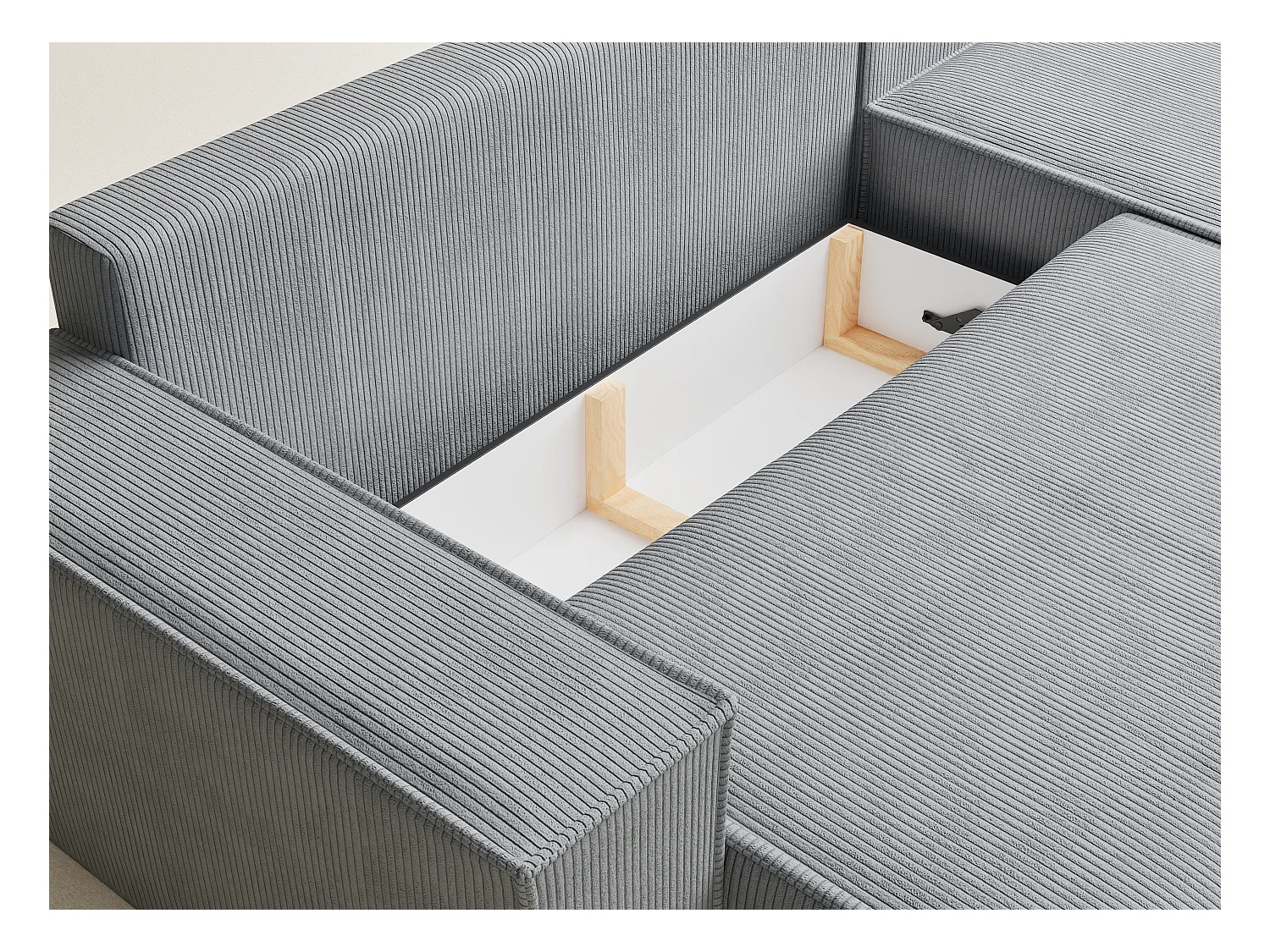 Canapé d'angle convertible Maze im tissu tresse - 5 places - gris clair