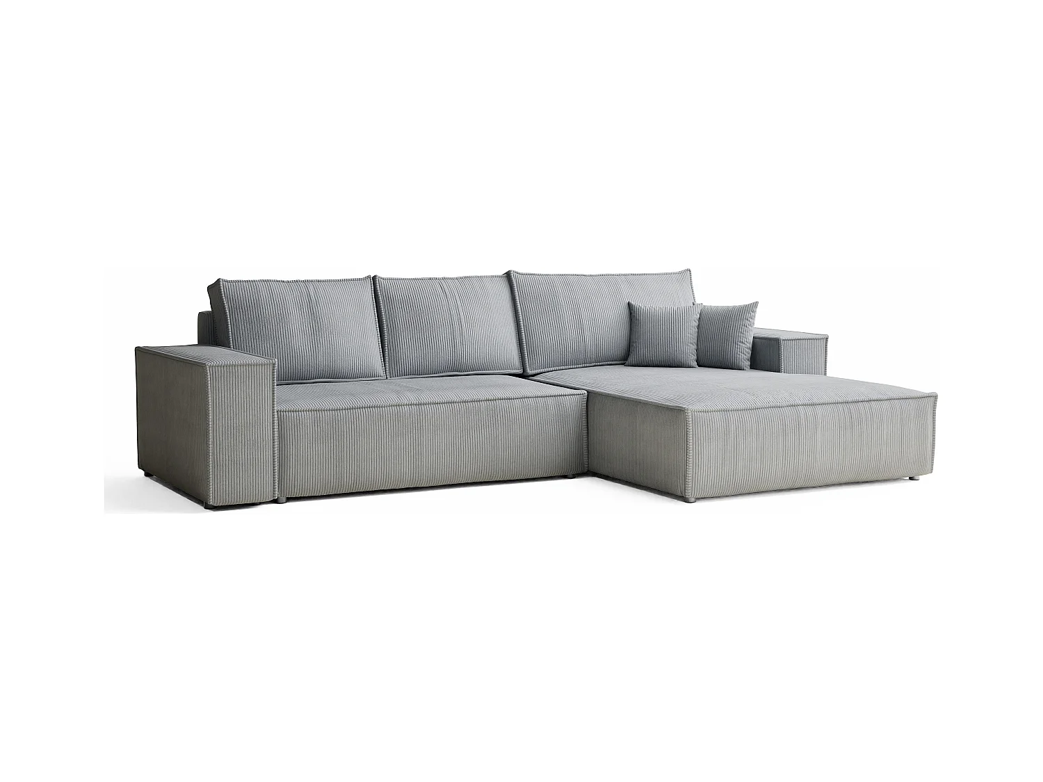 Canapé d'angle convertible Maze im tissu tresse - 5 places - gris clair