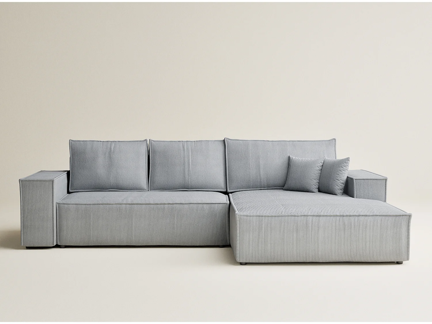 Canapé d'angle convertible Maze im tissu tresse - 5 places - gris clair