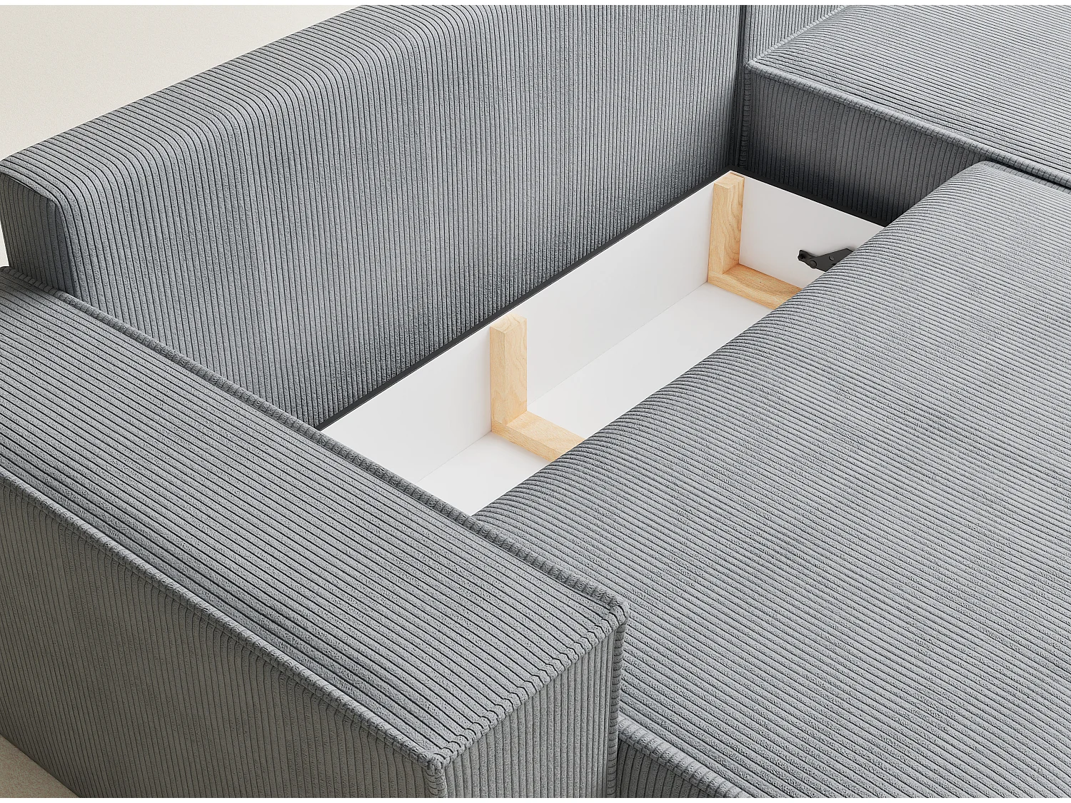 Canapé d'angle convertible Maze im tissu tresse - 5 places - gris clair