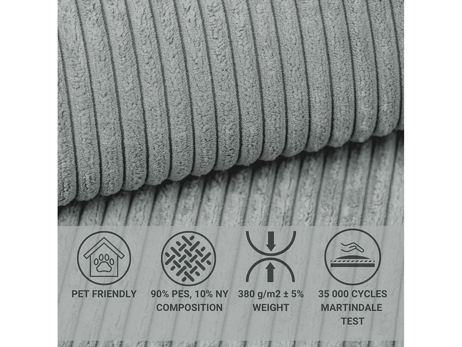 Canapé d'angle convertible Maze im tissu tresse - 5 places - gris clair