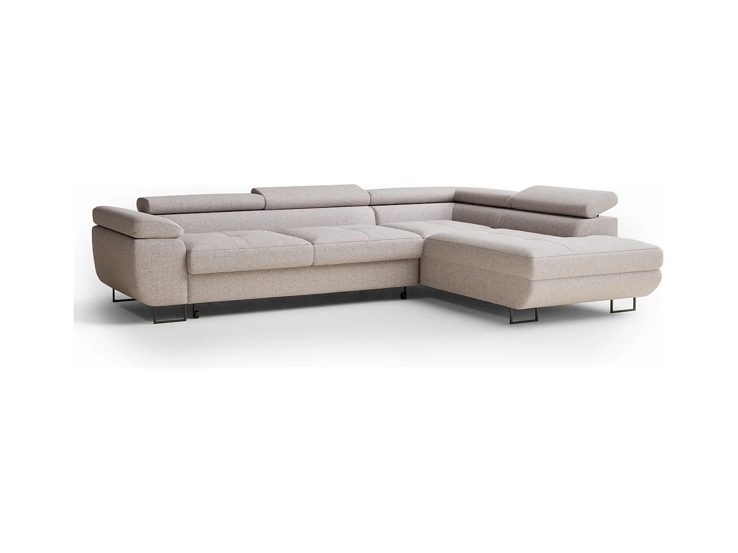 Ecksofa mit Schlaffunktion Concord aus Webstoff - Vier-Personen - hellbeige