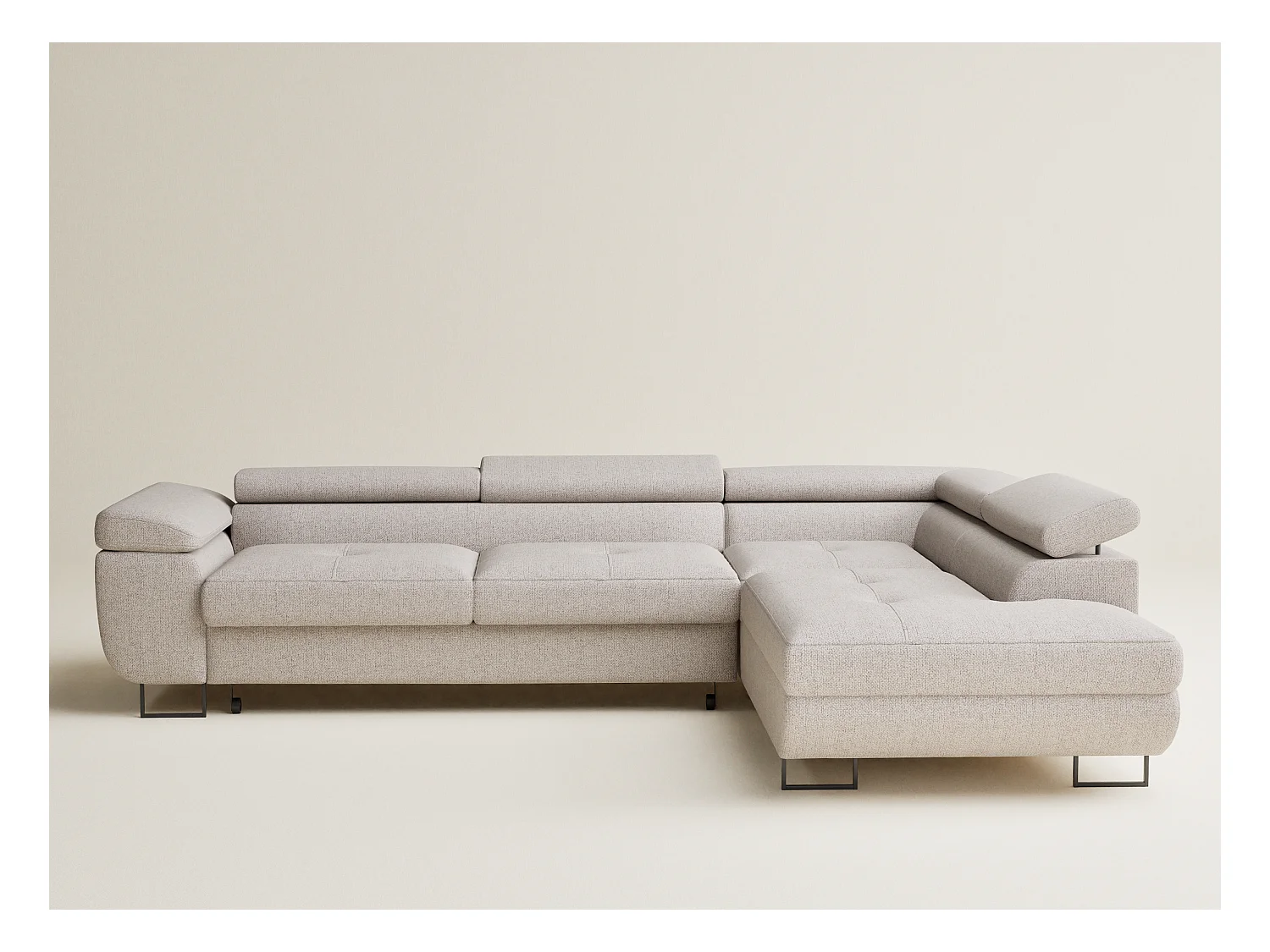 Ecksofa mit Schlaffunktion Concord aus Webstoff - Vier-Personen - hellbeige